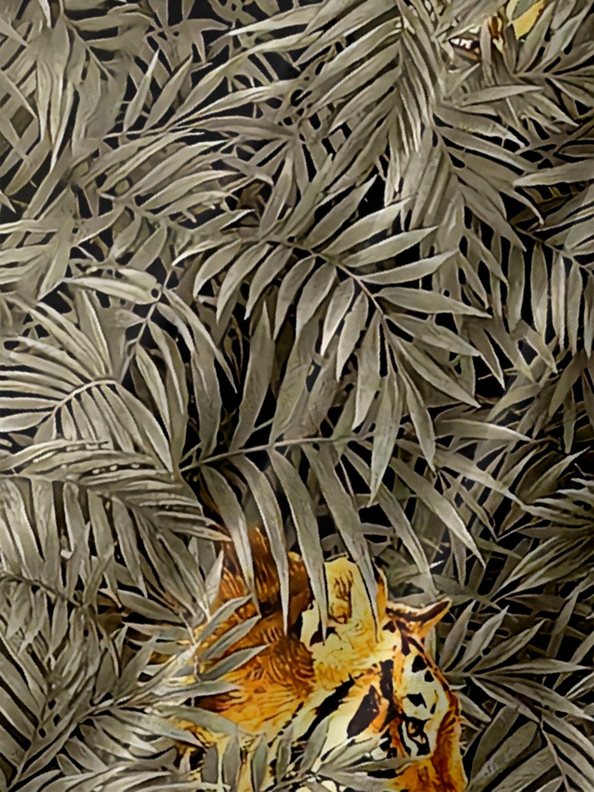 Moisture Wicking Plants Leaf Tiger Chest Pocket Hawaiian Shirt