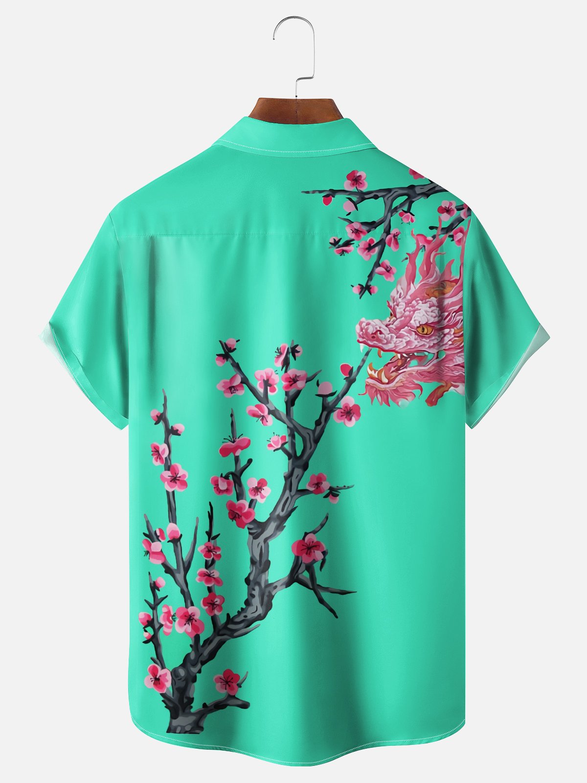 Moisture Wicking Peach Dragon Chest Pocket Hawaiian Shirt