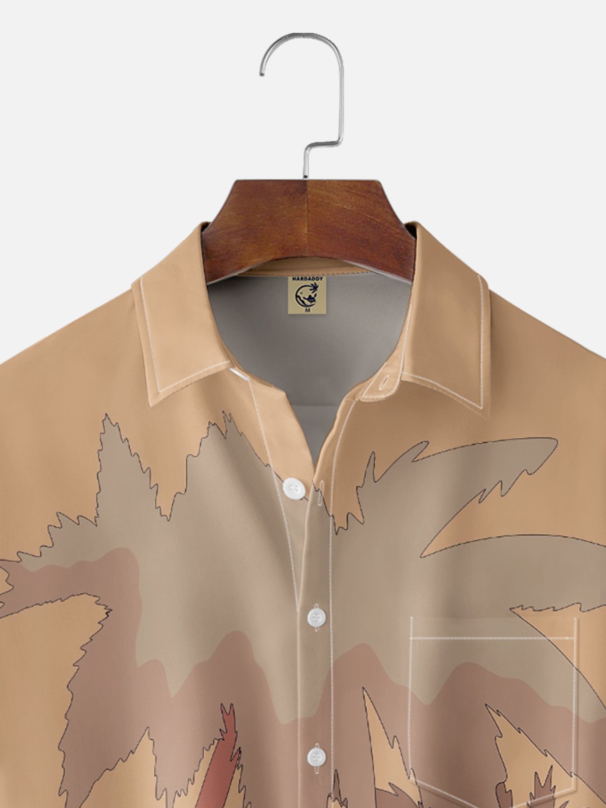Hardaddy x Stephen Wade Moisture Wicking Seaside Coconut Tree Chest Pocket Hawaiian Shirt