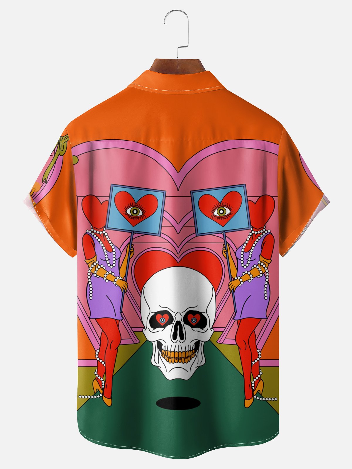 Hardaddy x Janet Johnson Moisture-wicking Art Heart Skull Chest Pocket Casual Shirt