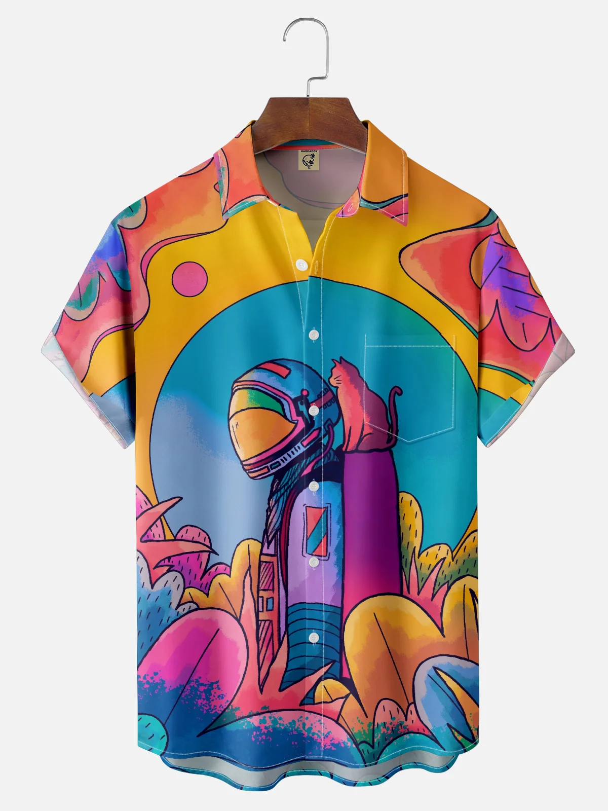Hardaddy x Stephen Wade Moisture Wicking Abstract Art Landscape Chest Pocket Hawaiian Shirt