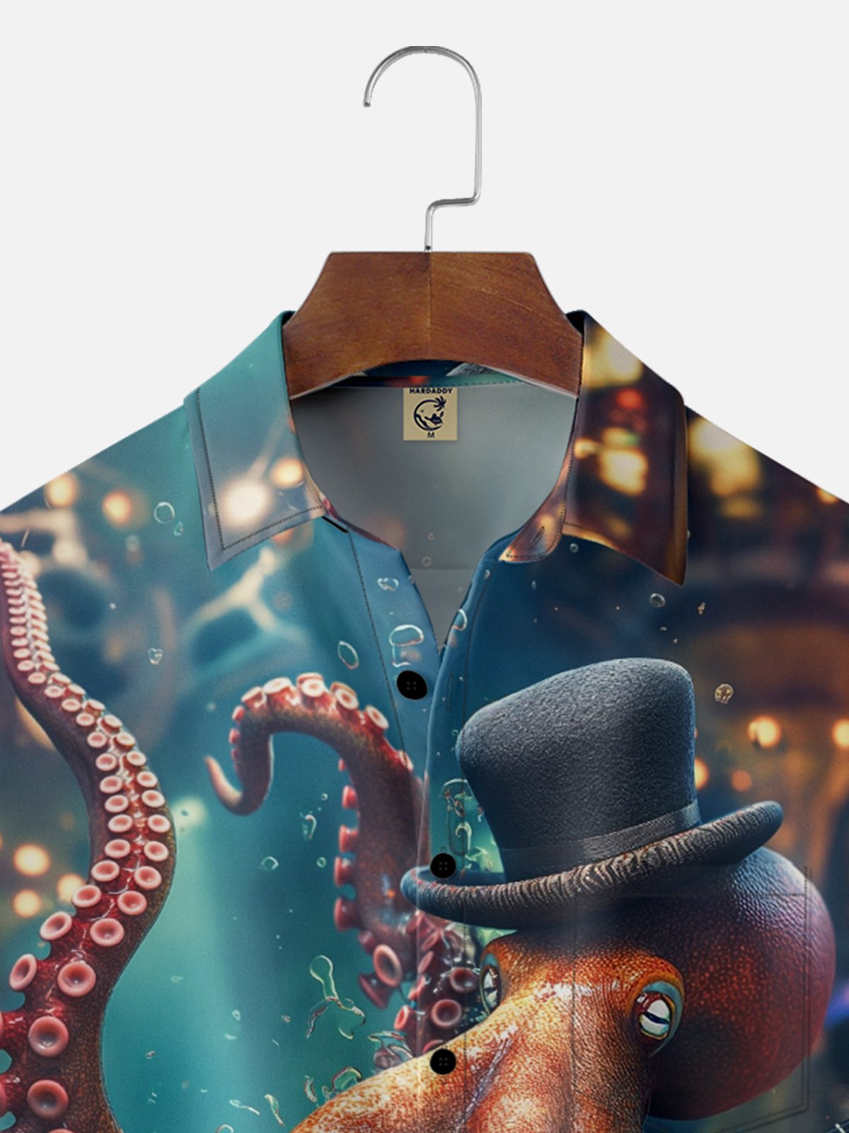 Moisture Wicking Octopus Guitar Chest Pocket Hawaiian Shirt