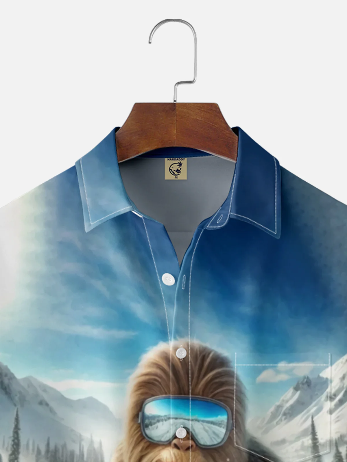 Moisture Wicking Ski Bigfoot Chest Pocket Hawaiian Shirt