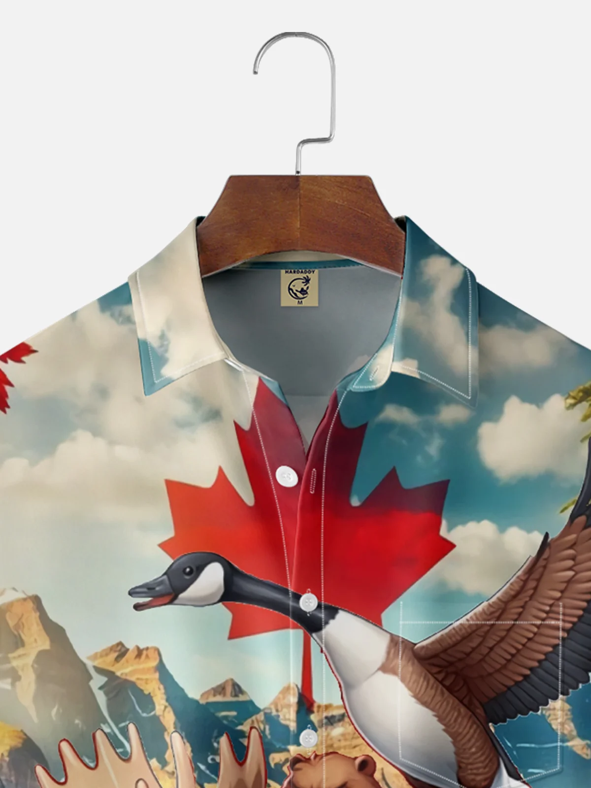 Moisture Wicking Beaver Ride Moose Canada Goose Chest Pocket Hawaiian Shirt