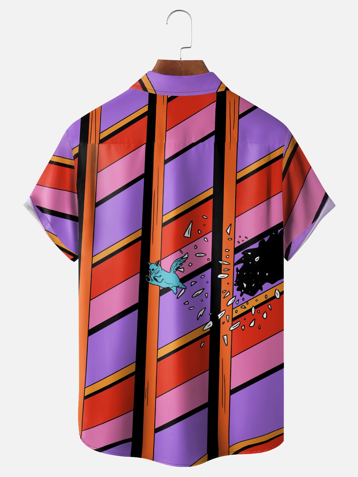 Hardaddy X Artist Janet Johnson Moisture Wicking Abstract Cat Painting Chest Pocket Hawaiian Shirt