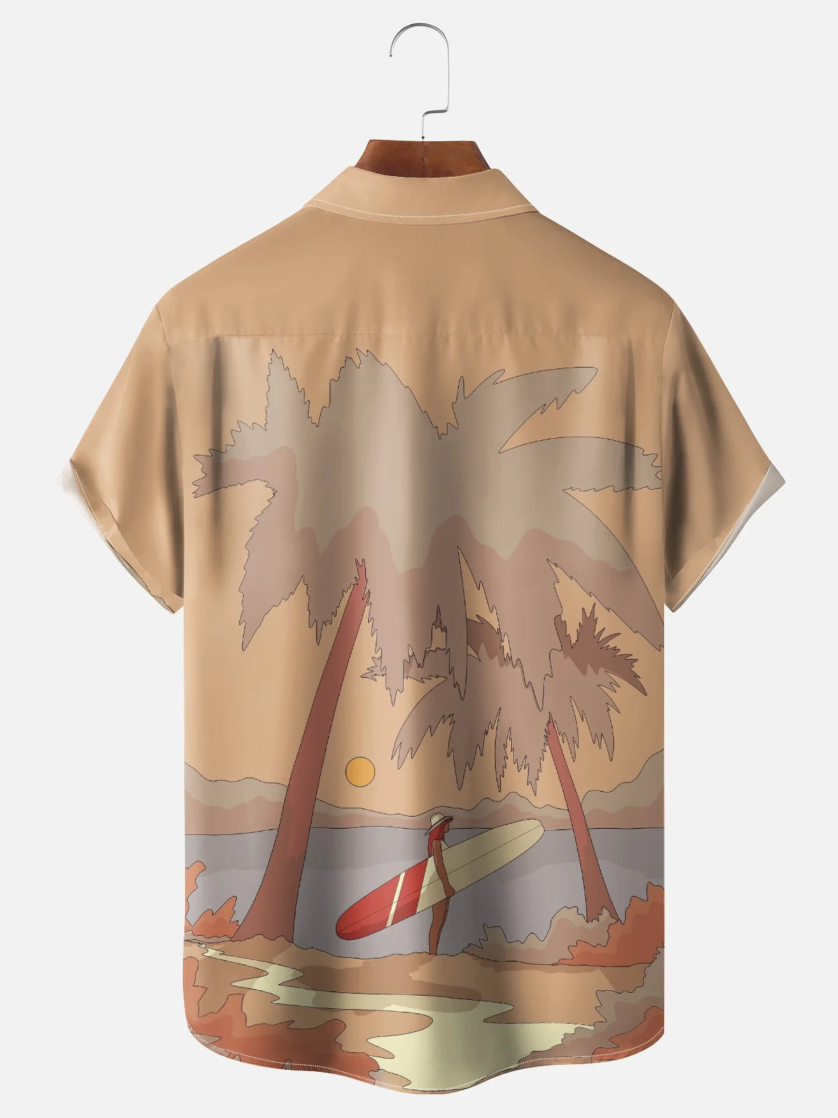 Hardaddy x Stephen Wade Moisture Wicking Seaside Coconut Tree Chest Pocket Hawaiian Shirt