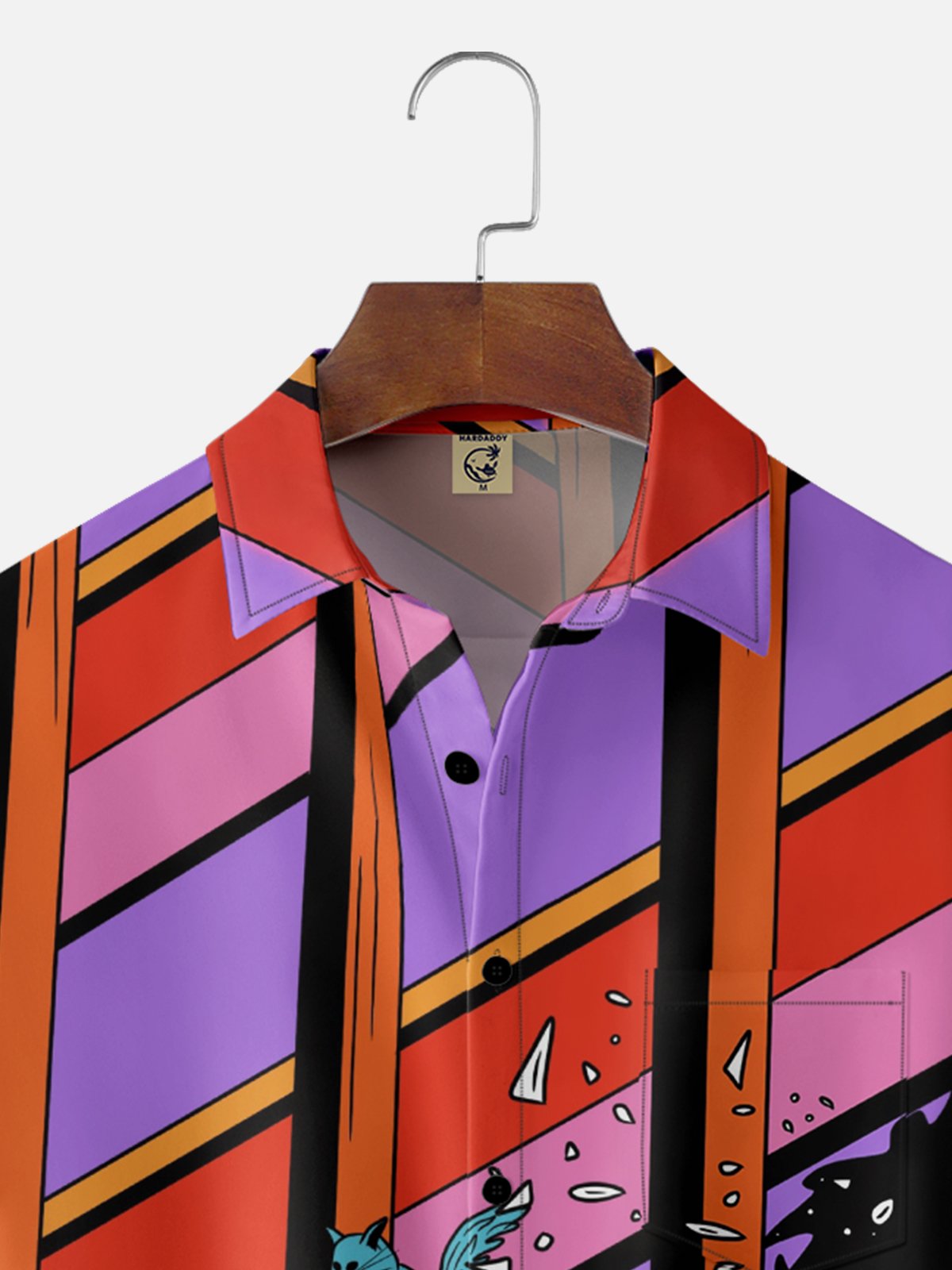 Hardaddy X Artist Janet Johnson Moisture Wicking Abstract Cat Painting Chest Pocket Hawaiian Shirt
