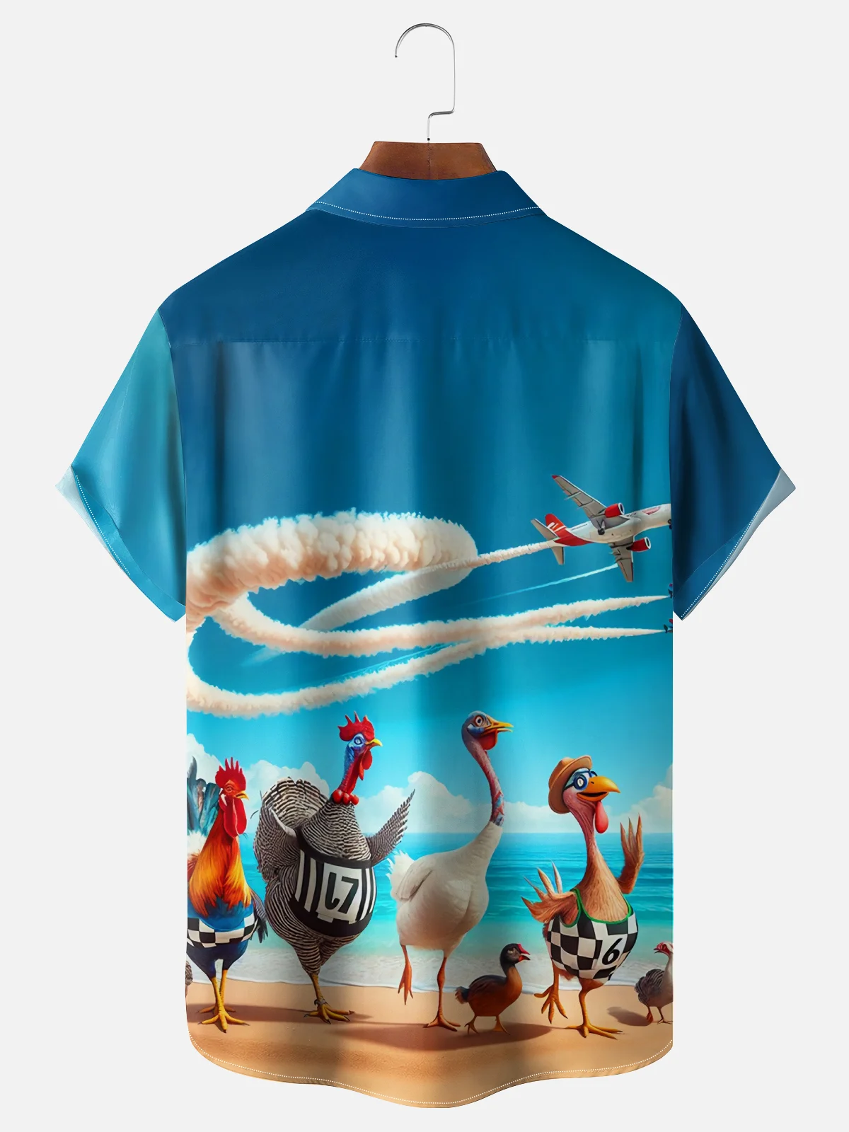 Moisture Wicking Beach Chicken Chest Pocket Hawaiian Shirt