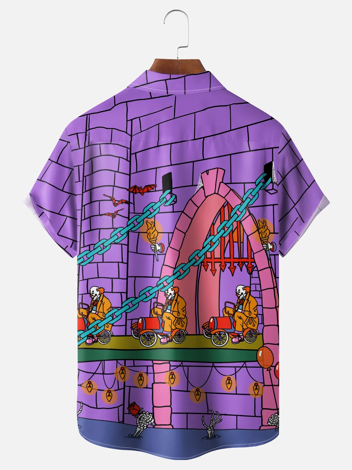 Hardaddy x Janet Johnson Moisture-wicking Fantasy Art Clown Castle Chest Pocket Casual Shirt