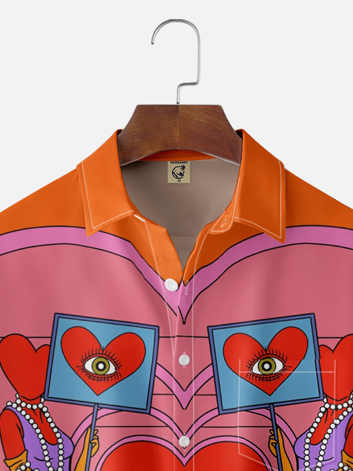 Hardaddy x Janet Johnson Moisture-wicking Art Heart Skull Chest Pocket Casual Shirt
