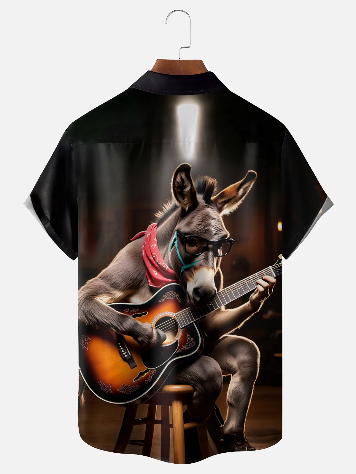 Moisture Wicking Guitar Donkey Chest Pocket Hawaiian Shirt