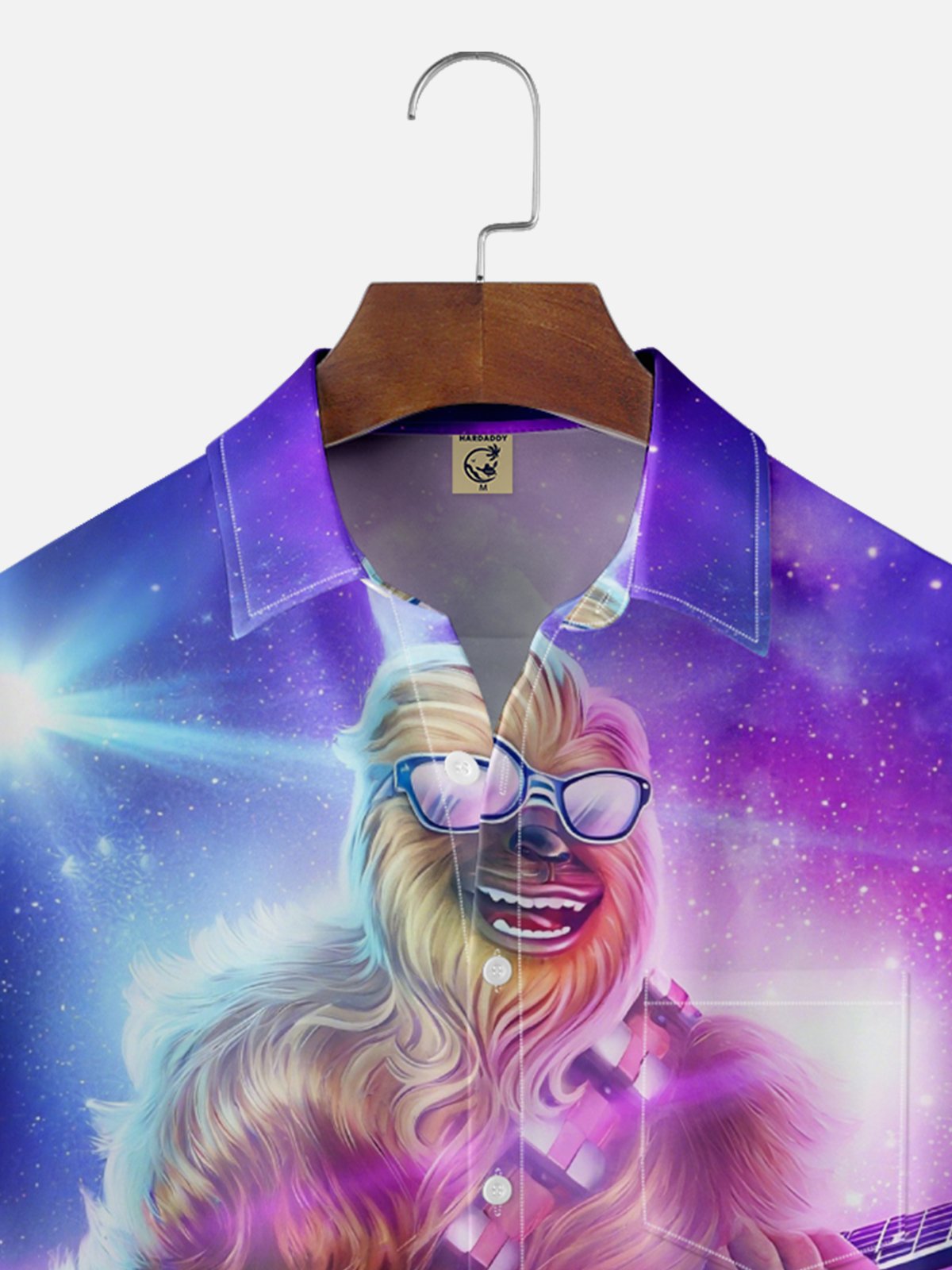 Moisture Wicking Bigfoot Rock Guitar Chest Pocket Hawaiian Shirt