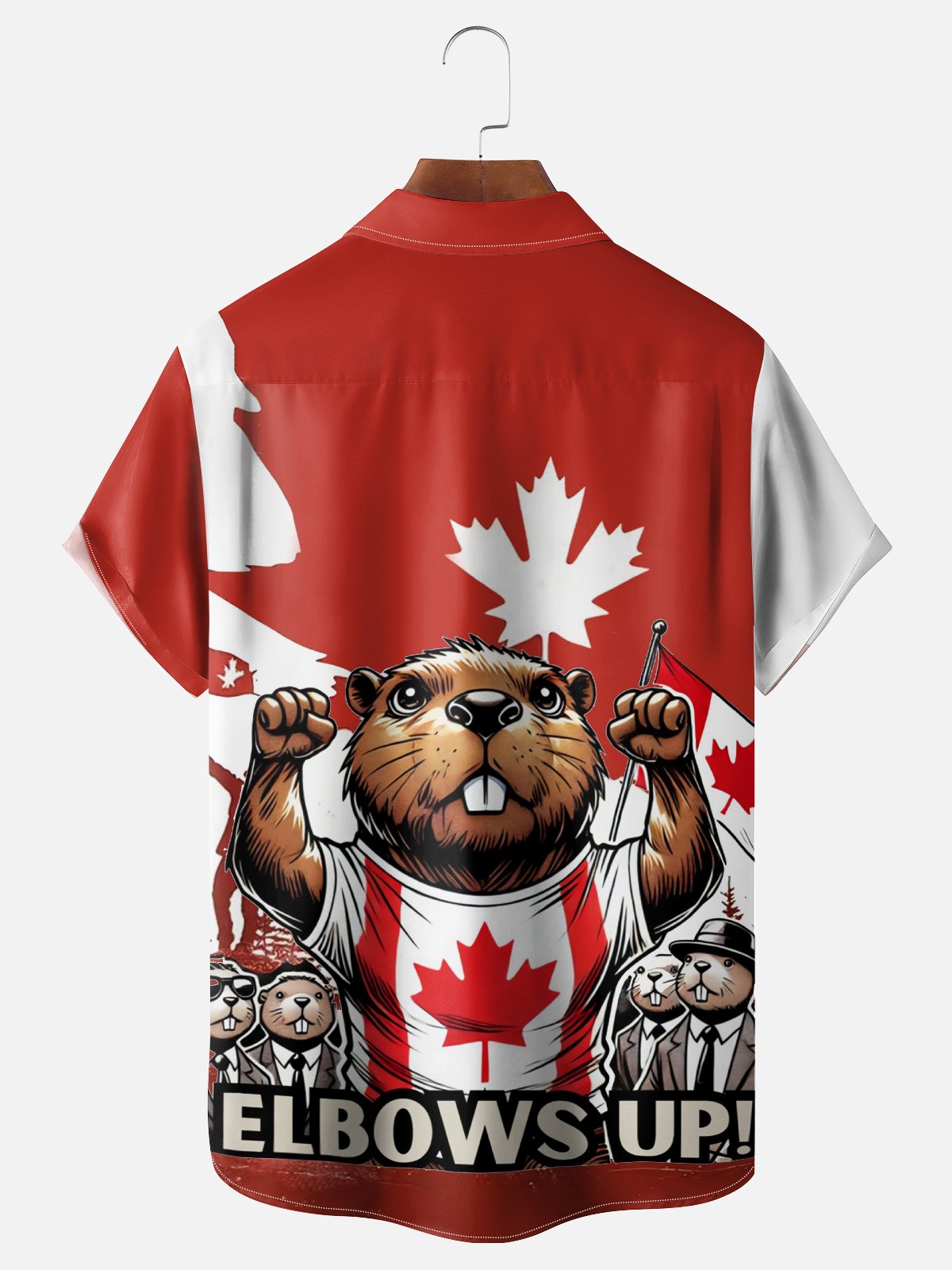 Moisture Wicking Canadian Beaver Chest Pocket Hawaiian Shirt