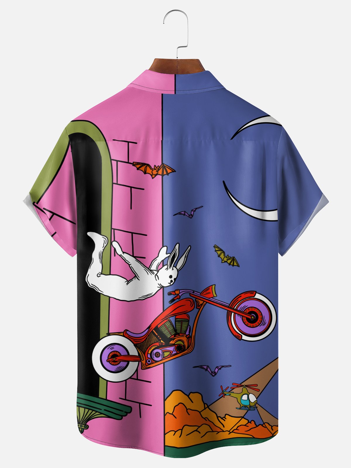 Hardaddy X Artist Janet Johnson Moisture Wicking Abstract Bunny Art Painting Chest Pocket Hawaiian Shirt