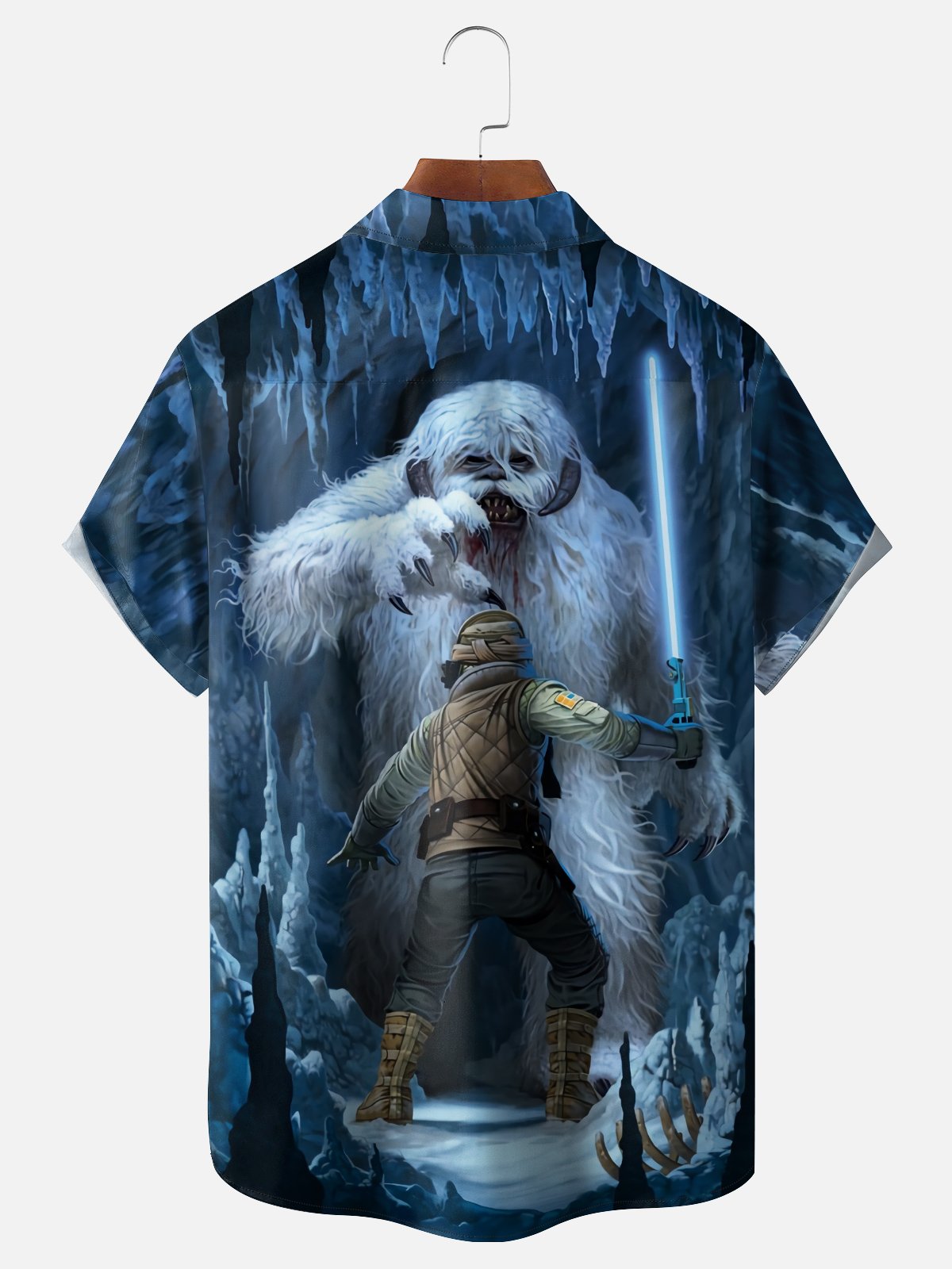 Moisture Wicking Star Snowman Chest Pocket Hawaiian Shirt