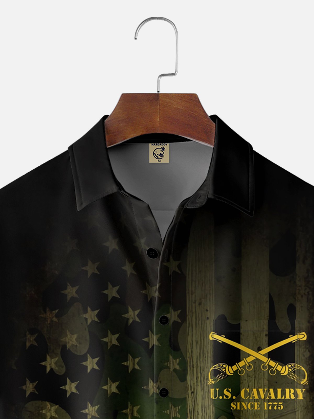 Moisture Wicking US Cavalry Army Branch Chest Pocket Hawaiian Shirt