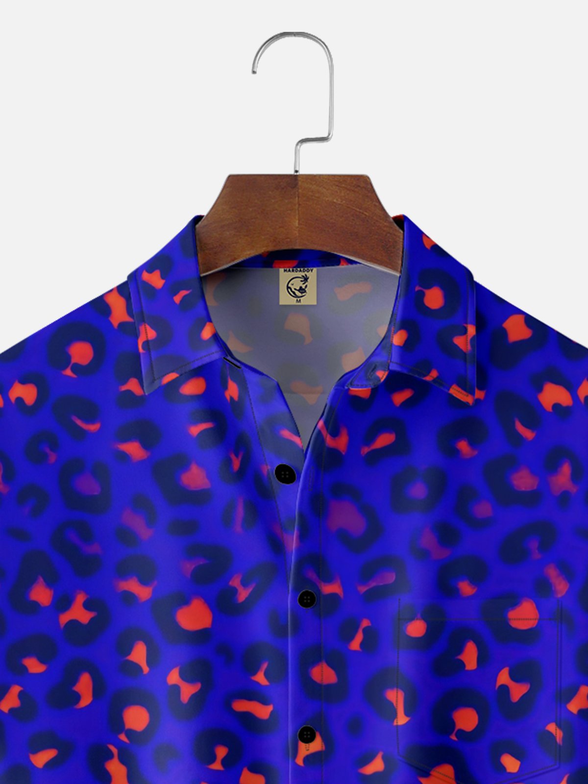 Moisture Wicking Gradient Leopard Chest Pocket Hawaiian Shirt
