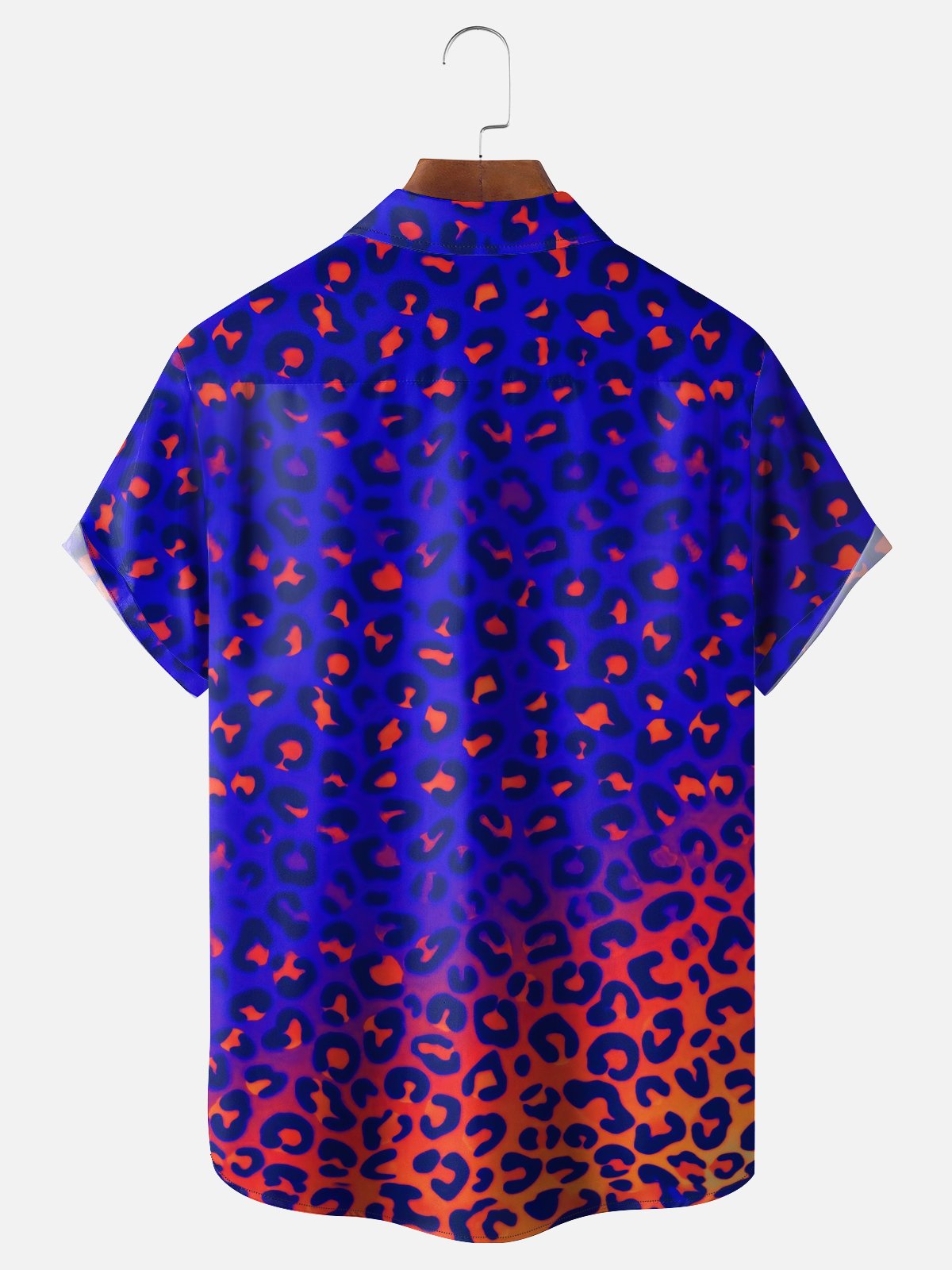Moisture Wicking Gradient Leopard Chest Pocket Hawaiian Shirt