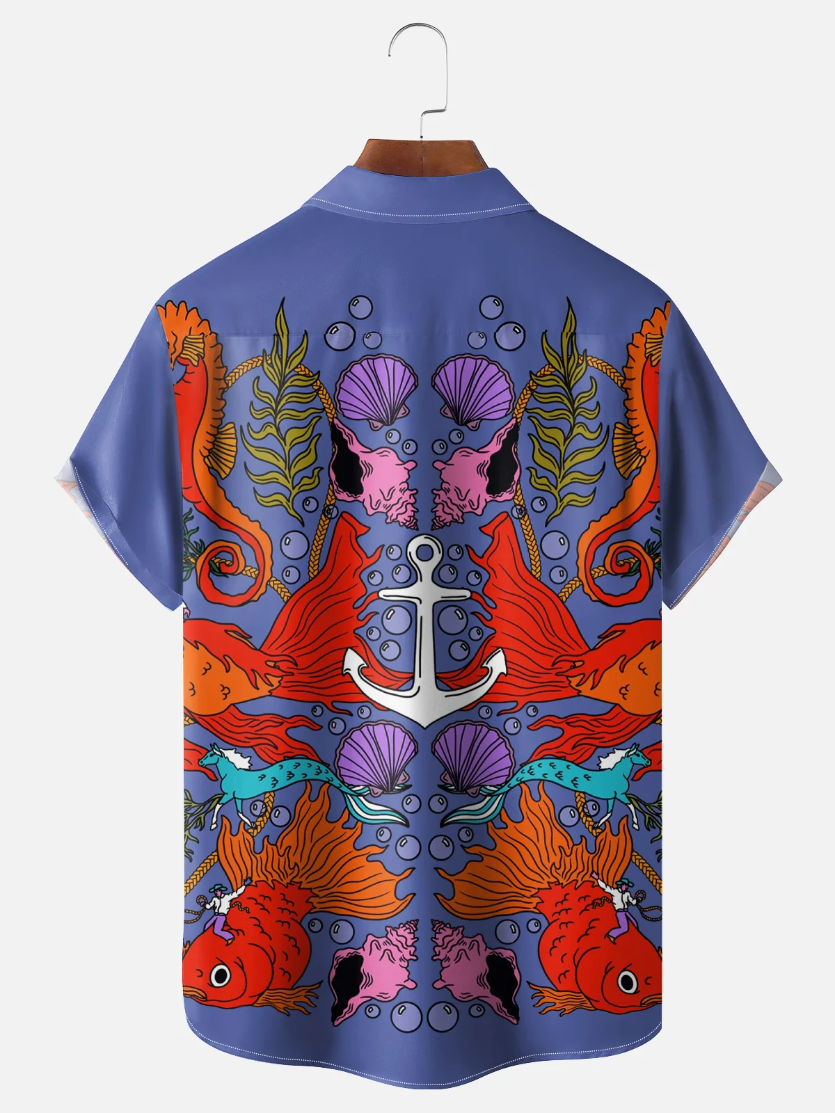 Hardaddy x Janet Johnson Moisture-wicking Art Undersea World Fish Chest Pocket Casual Shirt
