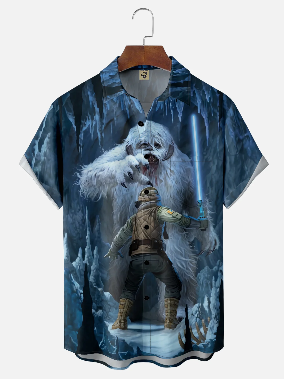 Moisture Wicking Star Snowman Chest Pocket Hawaiian Shirt