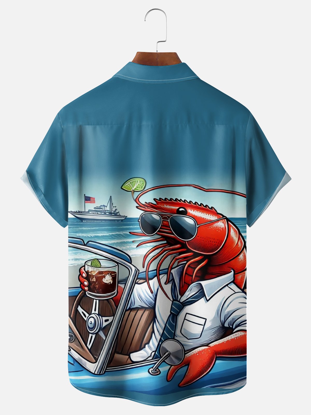 Moisture Wicking American Lobster Chest Pocket Hawaiian Shirt