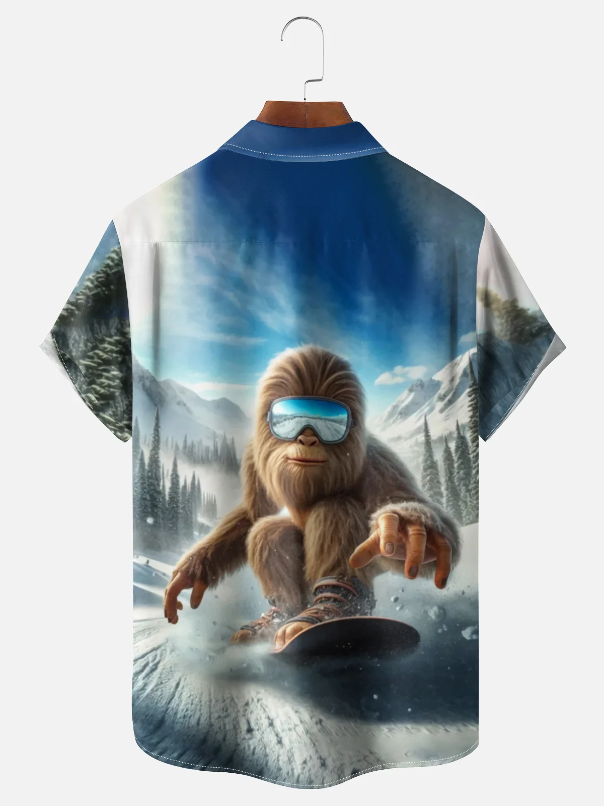 Moisture Wicking Ski Bigfoot Chest Pocket Hawaiian Shirt