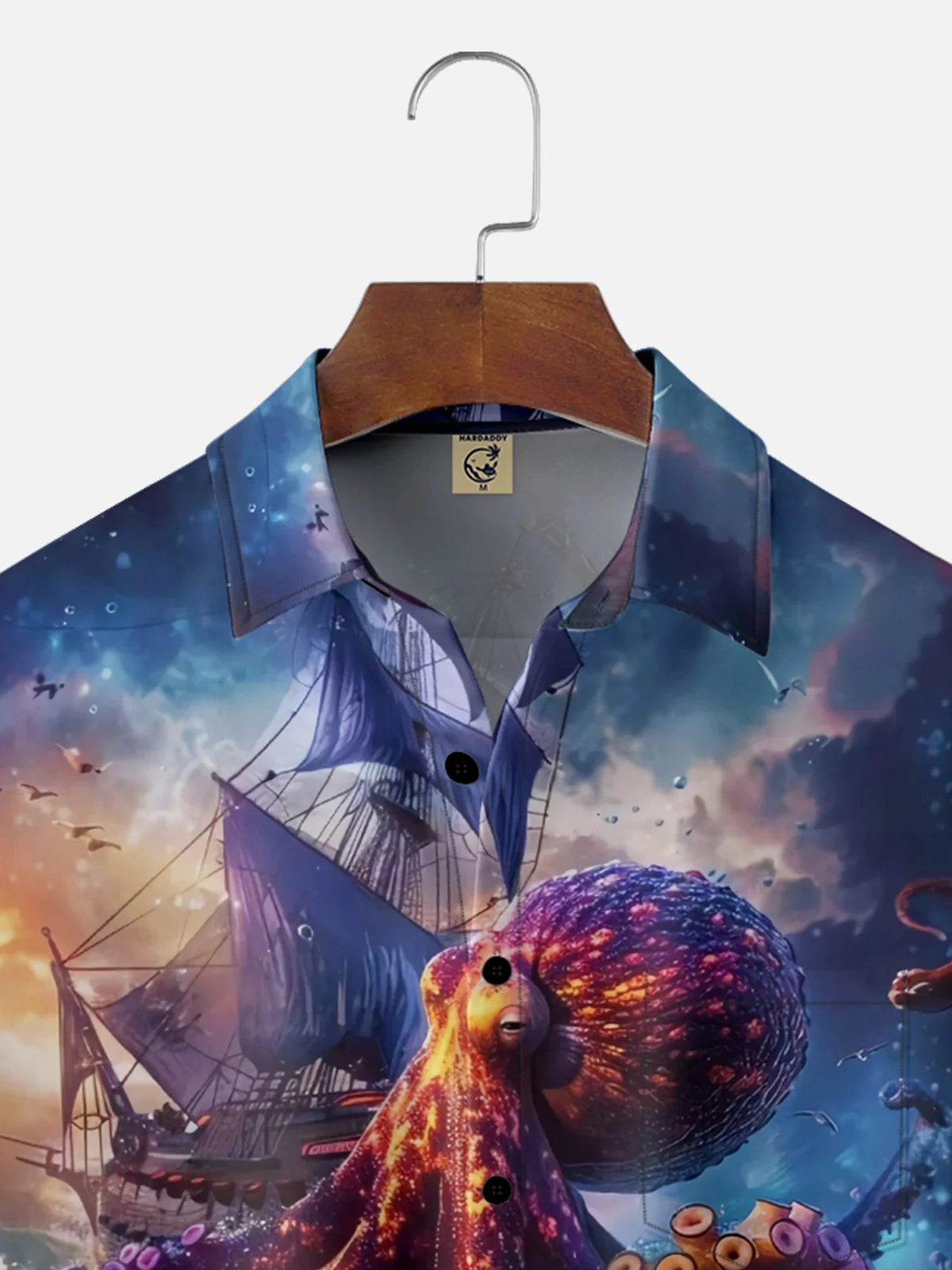 Moisture Wicking Deep Sea Octopus Chest Pocket Hawaiian Shirt
