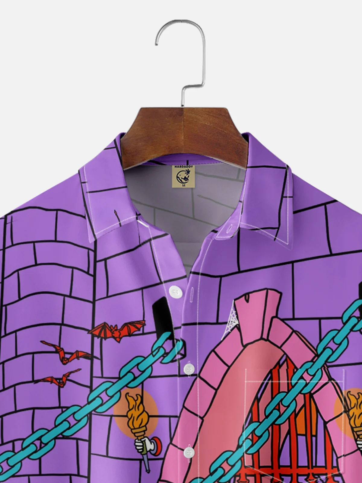 Hardaddy x Janet Johnson Moisture-wicking Fantasy Art Clown Castle Chest Pocket Casual Shirt