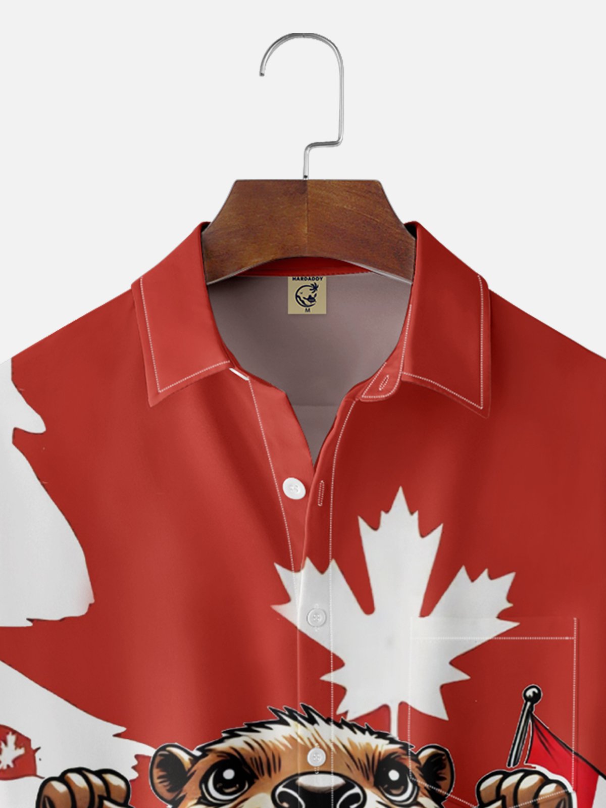 Moisture Wicking Canadian Beaver Chest Pocket Hawaiian Shirt