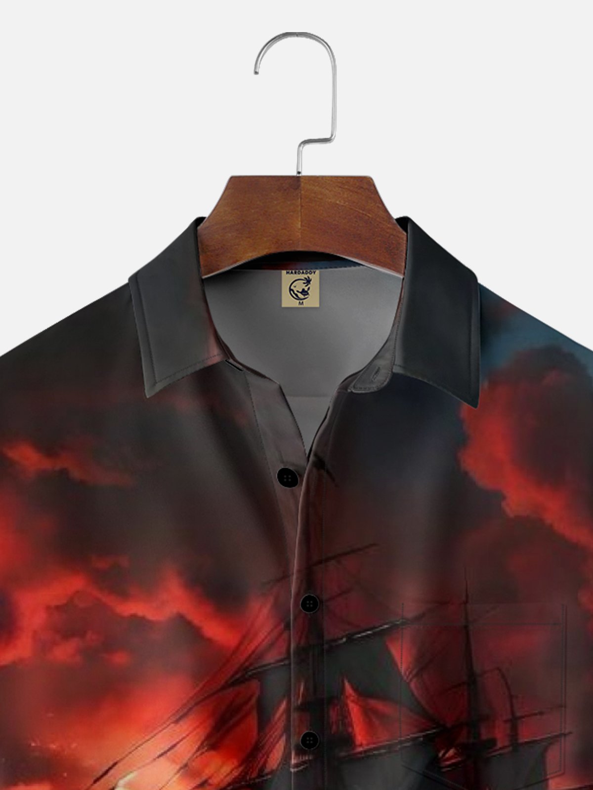 Moisture-wicking Pirate Ship Chest Pocket Casual Shirt
