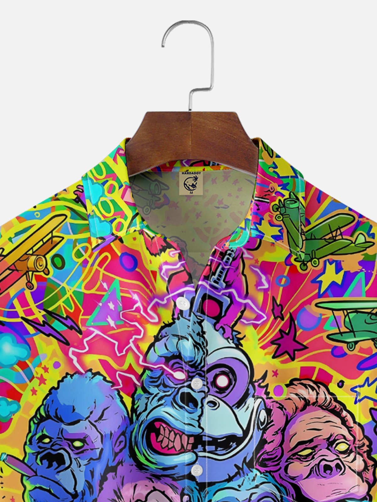 Moisture-wicking Orangutan Cartoon Multicolor Chest Pocket Casual Shirt