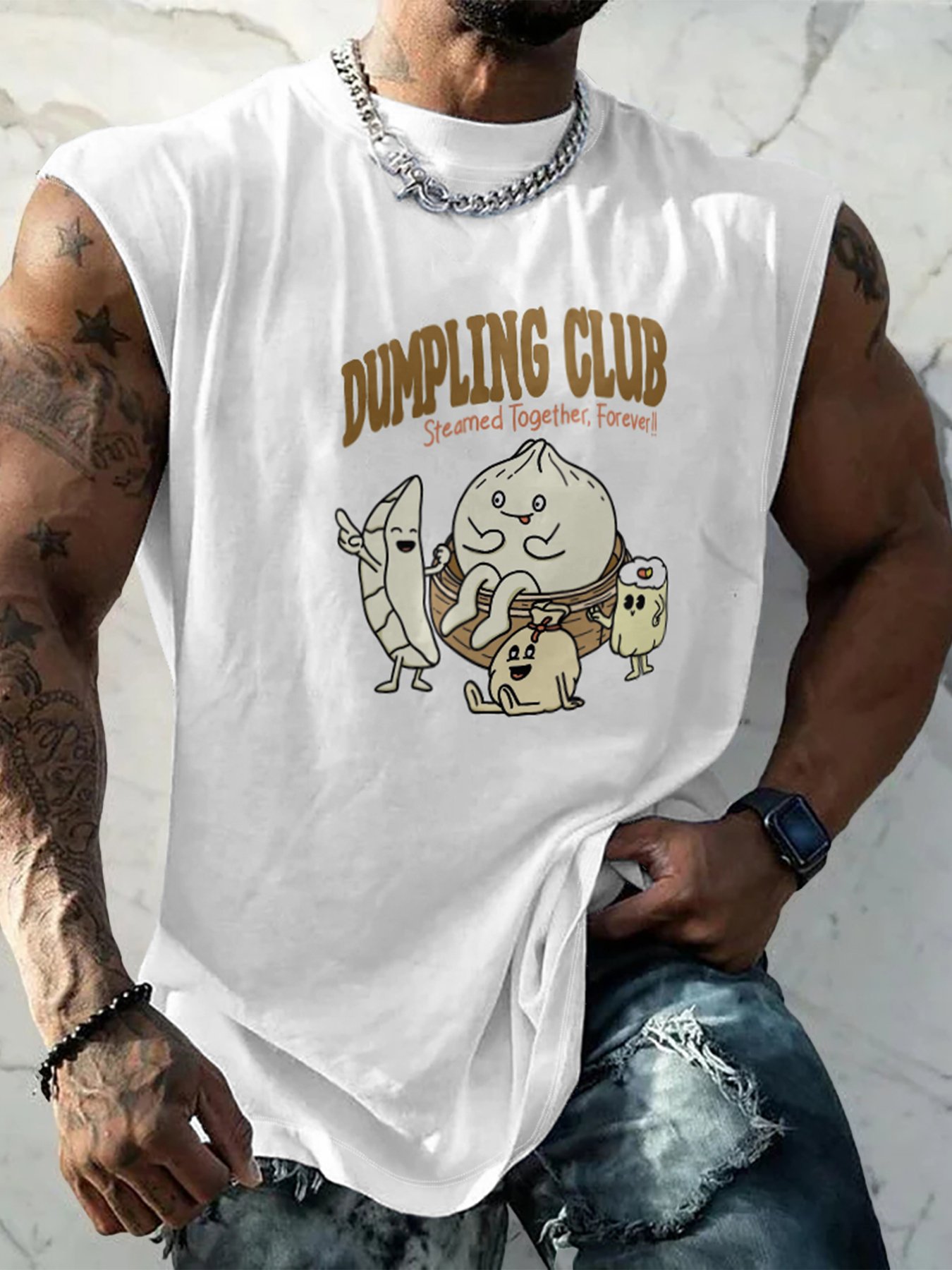 Hardaddy X Artist Kimprut Imut Mens Crewneck Tank Tops Dumplings Siumai Xiaolongbao Beach Sleeveless Shirt