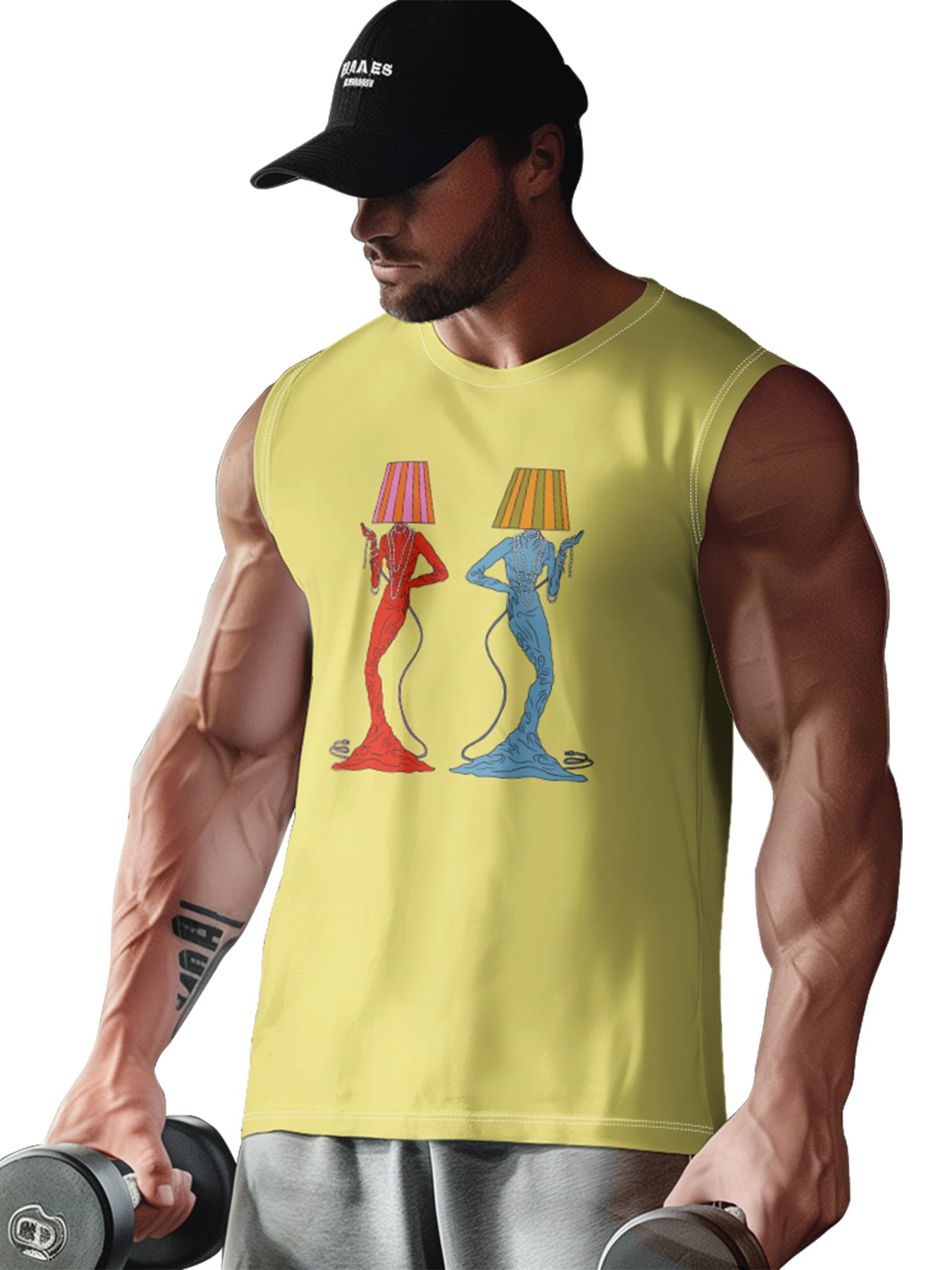Hardaddy X Artist Janet Johnson Mens Crewneck Tank Tops Mermaid Table Lamp Beach Sleeveless Shirt