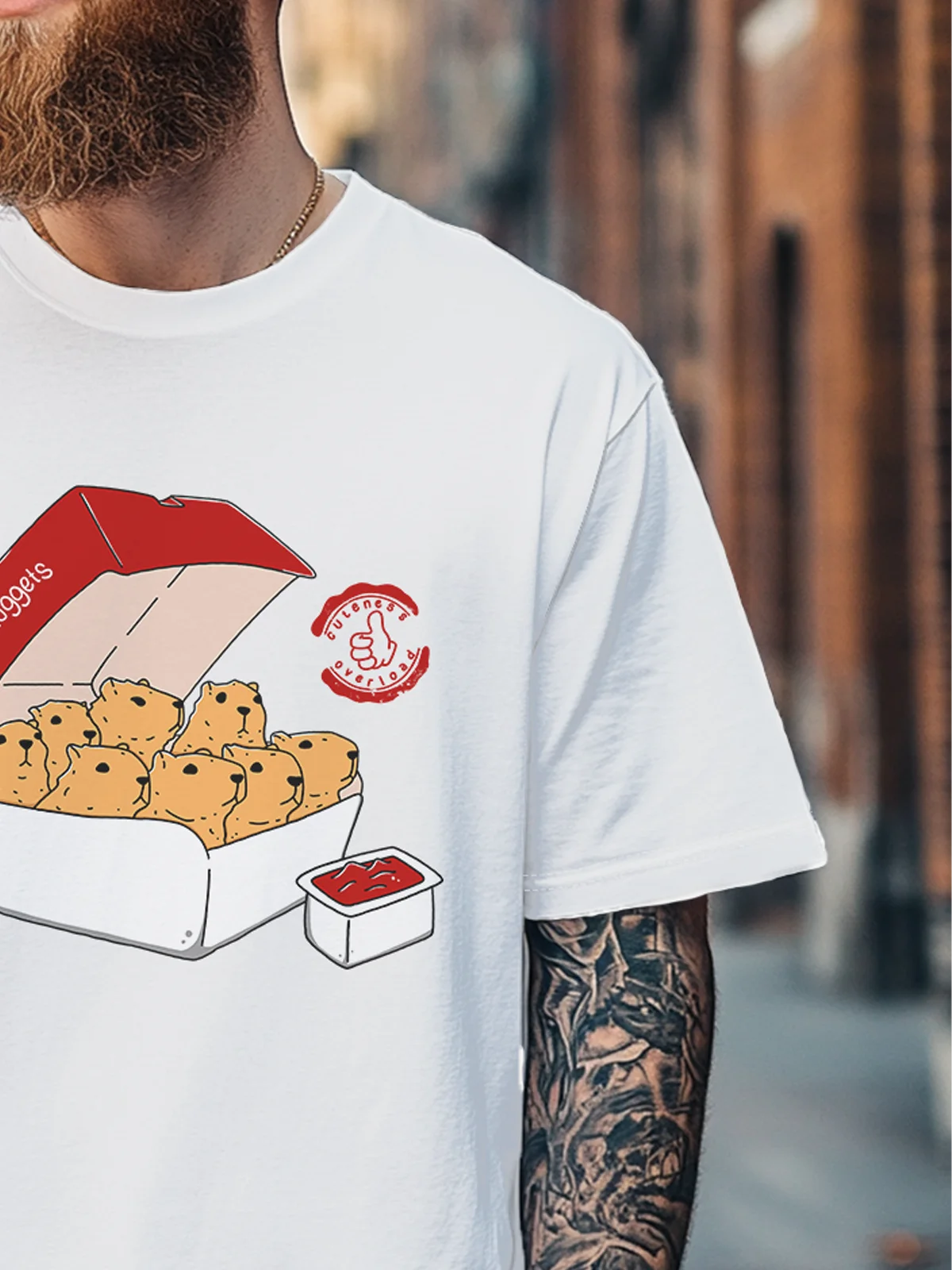 Hardaddy x Kimprut Imut Men's Chicken Nuggets Fun Art Fitted T-shirts