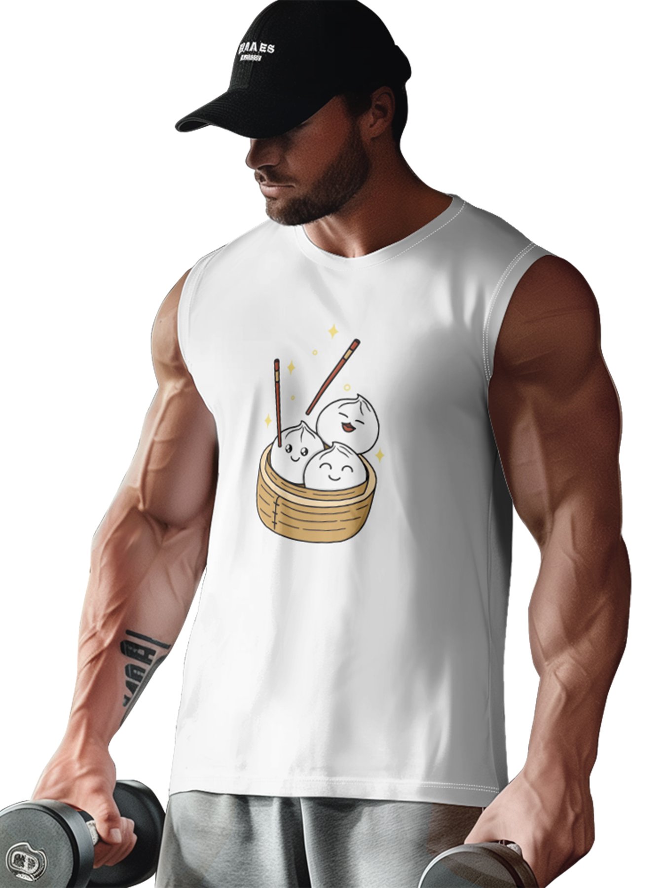 Hardaddy X Artist Kimprut Imut Mens Crewneck Tank Tops Xiao Long Bao Beach Sleeveless Shirt