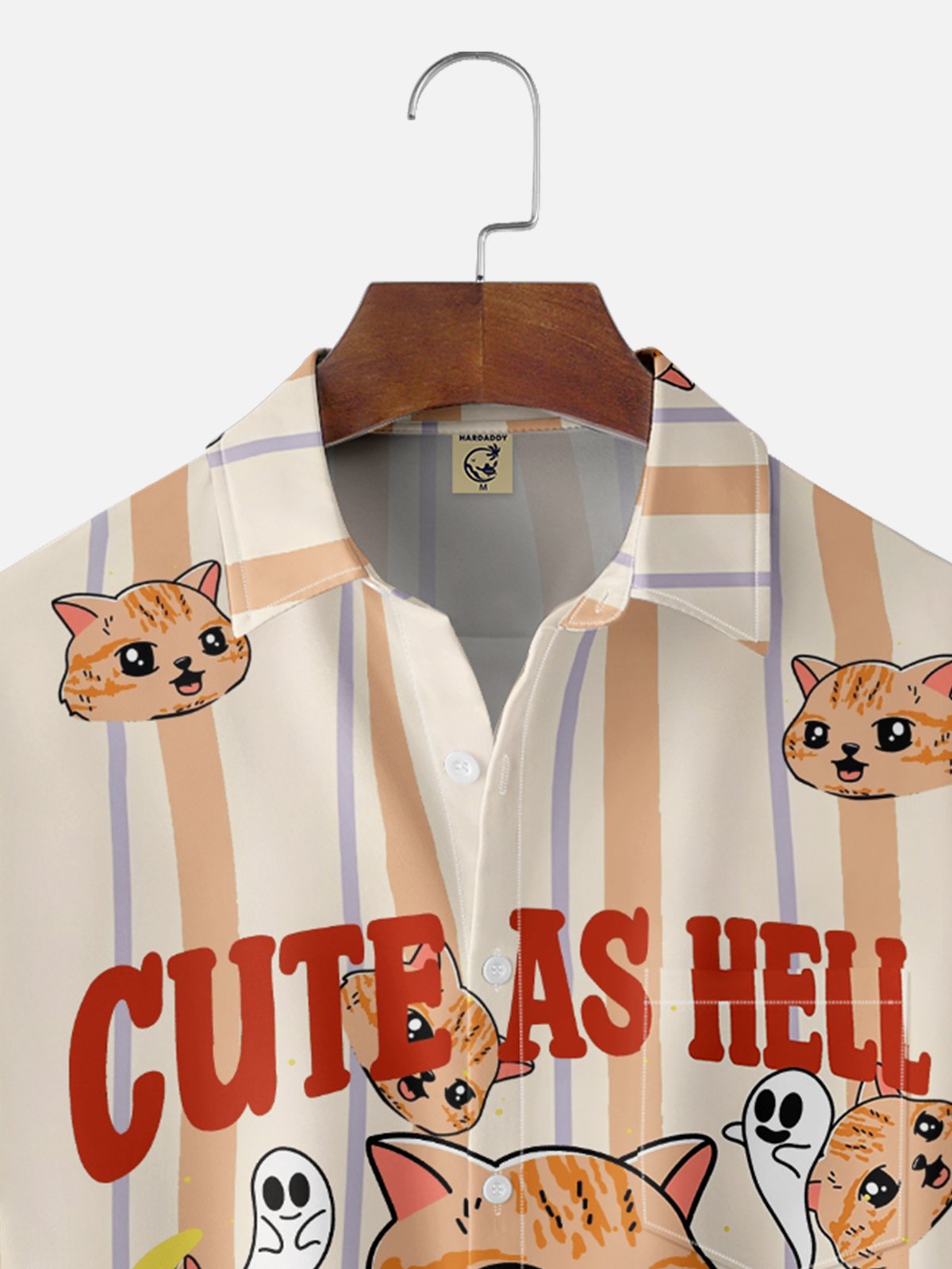 Hardaddy x Kimprut Imut Moisture Wicking Fun Text Cat Chest Pocket Hawaiian Shirt