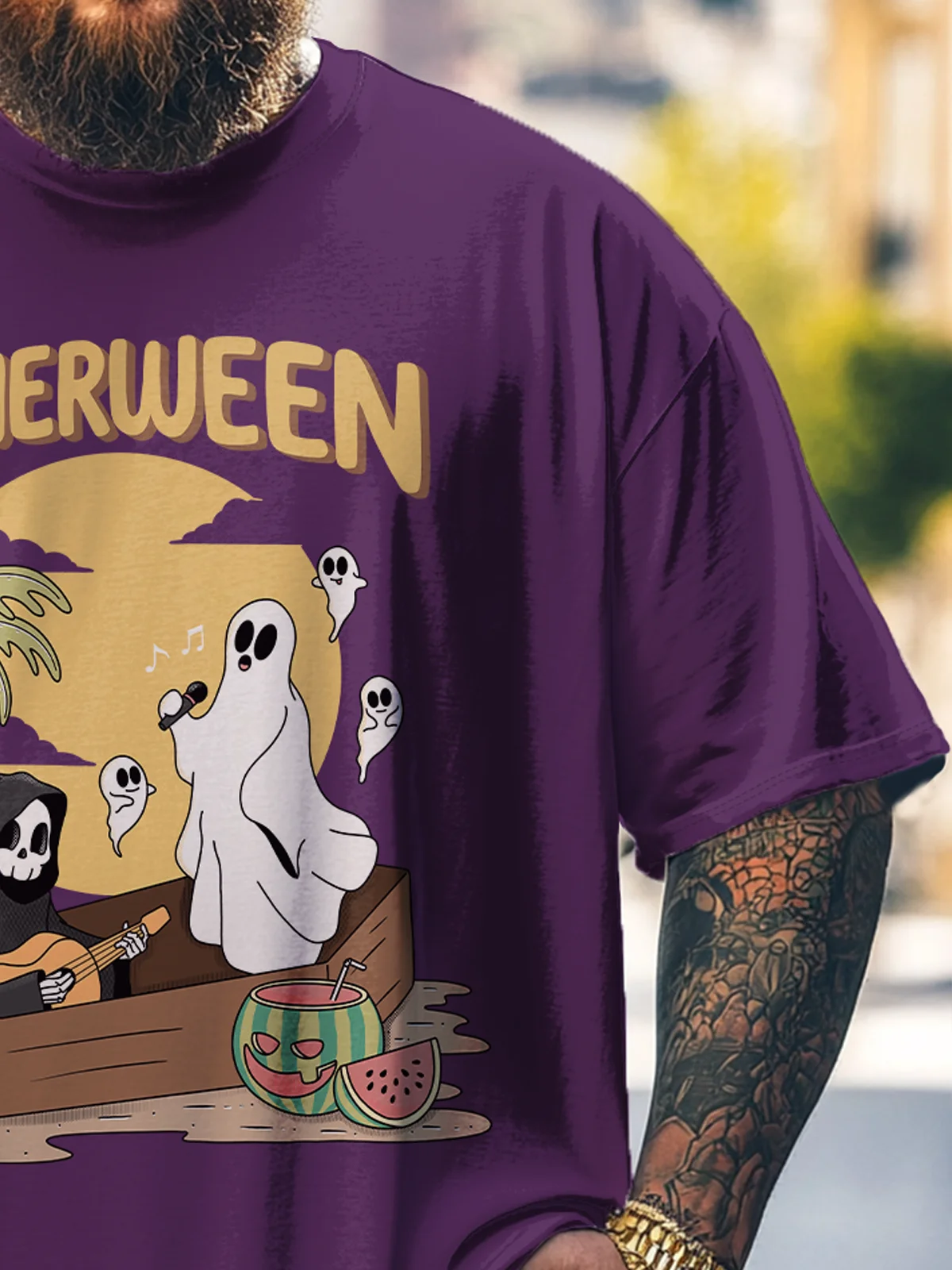 Hardaddy x Kimprut Imut Big Size Men's Summer Halloween Skull Art Loose T-shirt