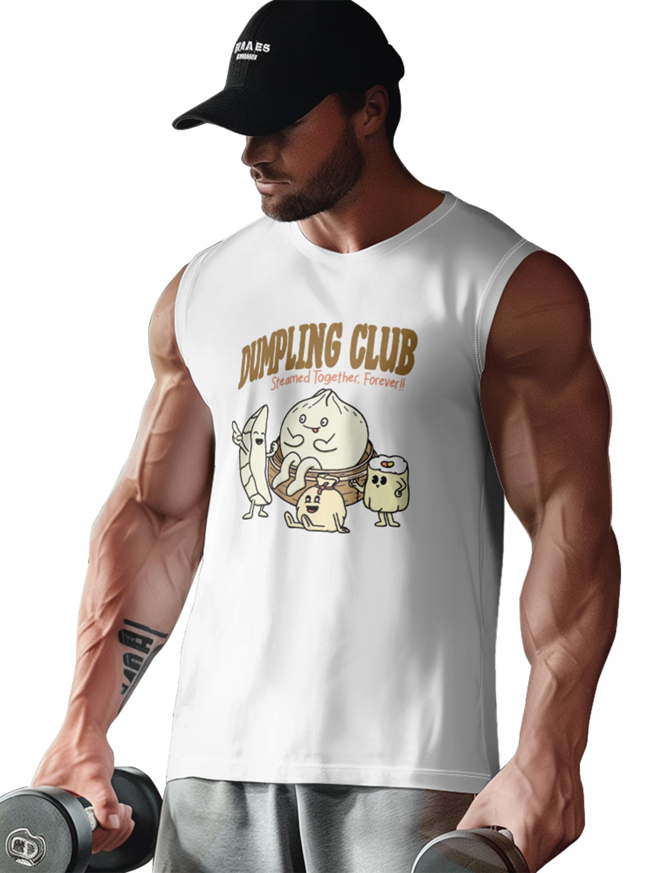 Hardaddy X Artist Kimprut Imut Mens Crewneck Tank Tops Dumplings Siumai Xiaolongbao Beach Sleeveless Shirt