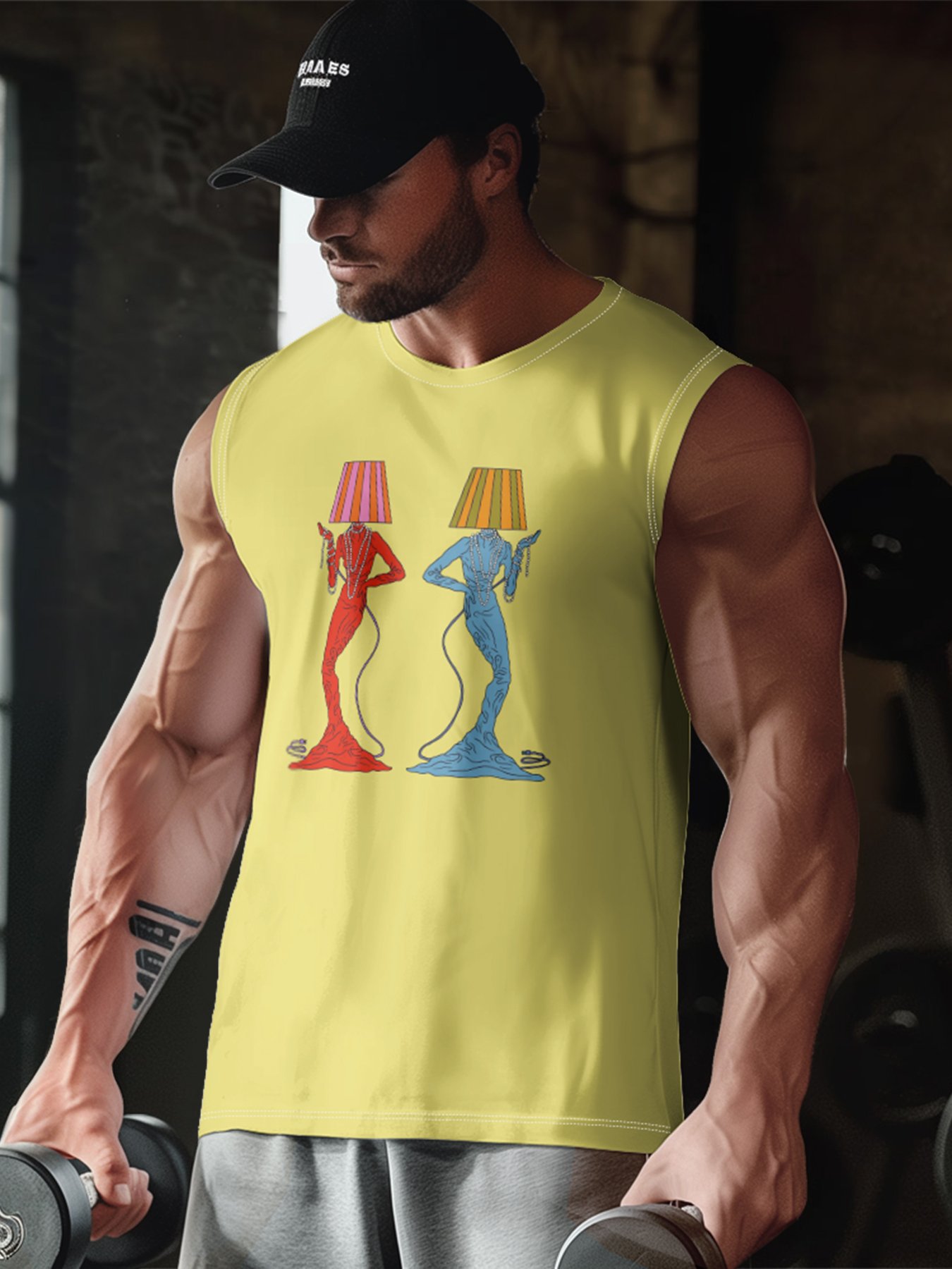 Hardaddy X Artist Janet Johnson Mens Crewneck Tank Tops Mermaid Table Lamp Beach Sleeveless Shirt