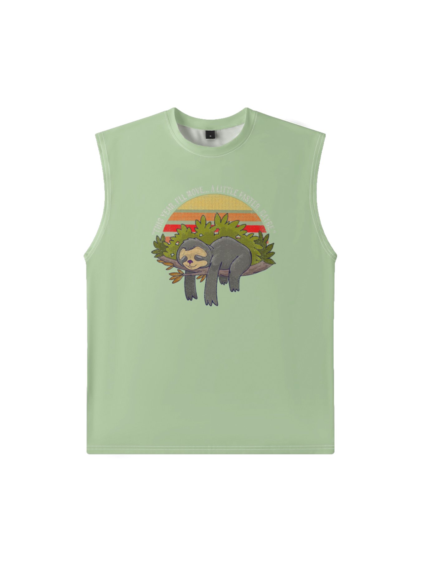 Hardaddy X Artist Marcio Lima Mens Crewneck Tank Tops Sloth Beach Sleeveless Shirt