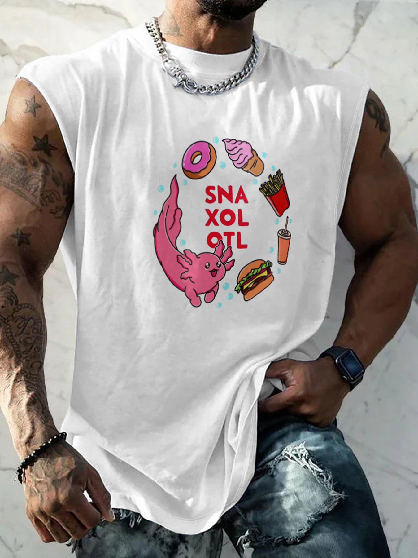 Hardaddy X Artist Kimprut Imut Mens Crewneck Tank Tops Sushi Beach Sleeveless Shirt