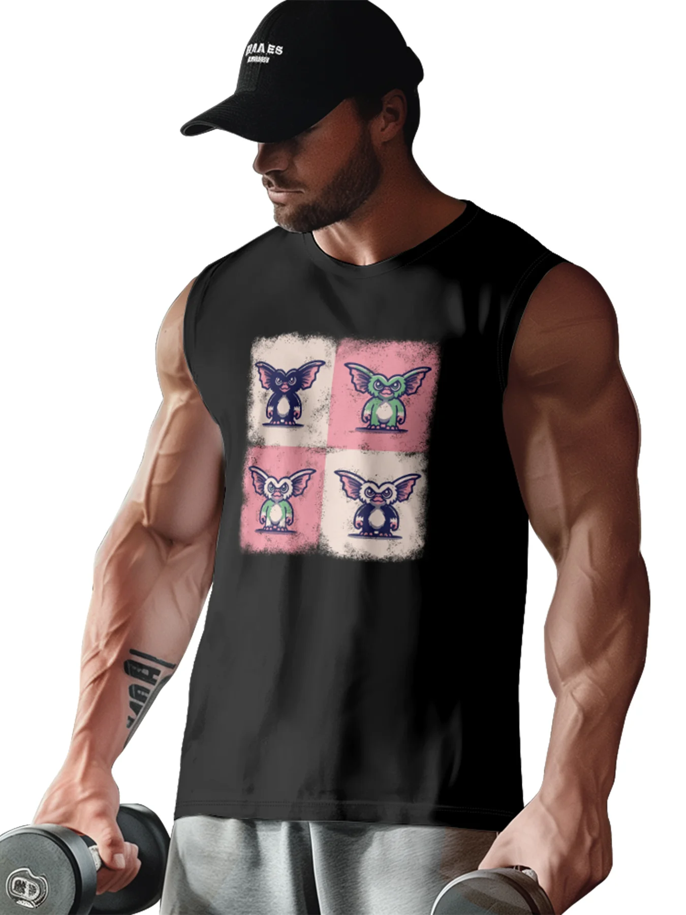 Hardaddy X Artist Marcio Lima Mens Crewneck Tank Tops Bat Beach Sleeveless Shirt