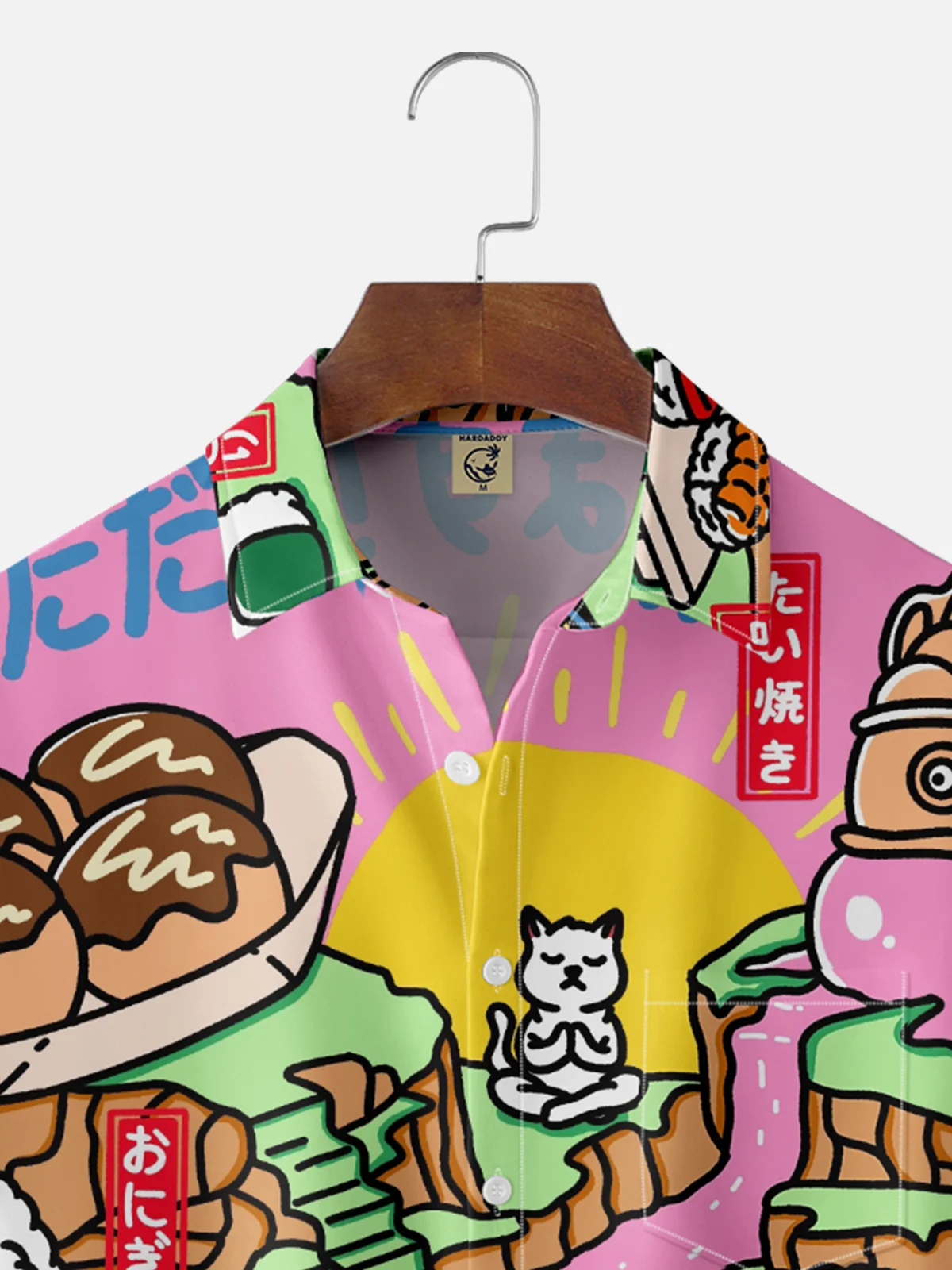 Hardaddy x Kimprut Imut Moisture Wicking Japanese Culture Sushi Cat Chest Pocket Hawaiian Shirt
