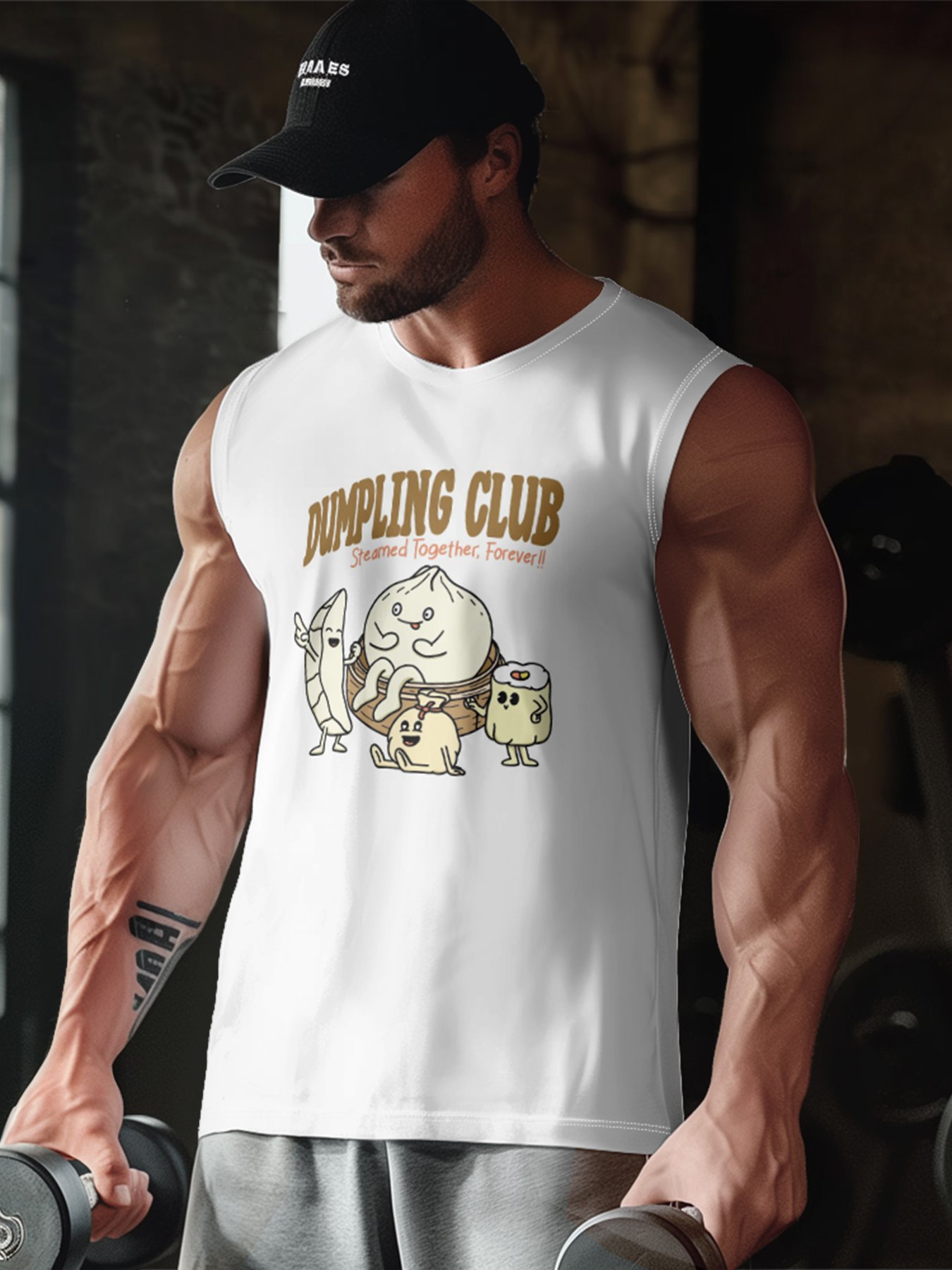 Hardaddy X Artist Kimprut Imut Mens Crewneck Tank Tops Dumplings Siumai Xiaolongbao Beach Sleeveless Shirt