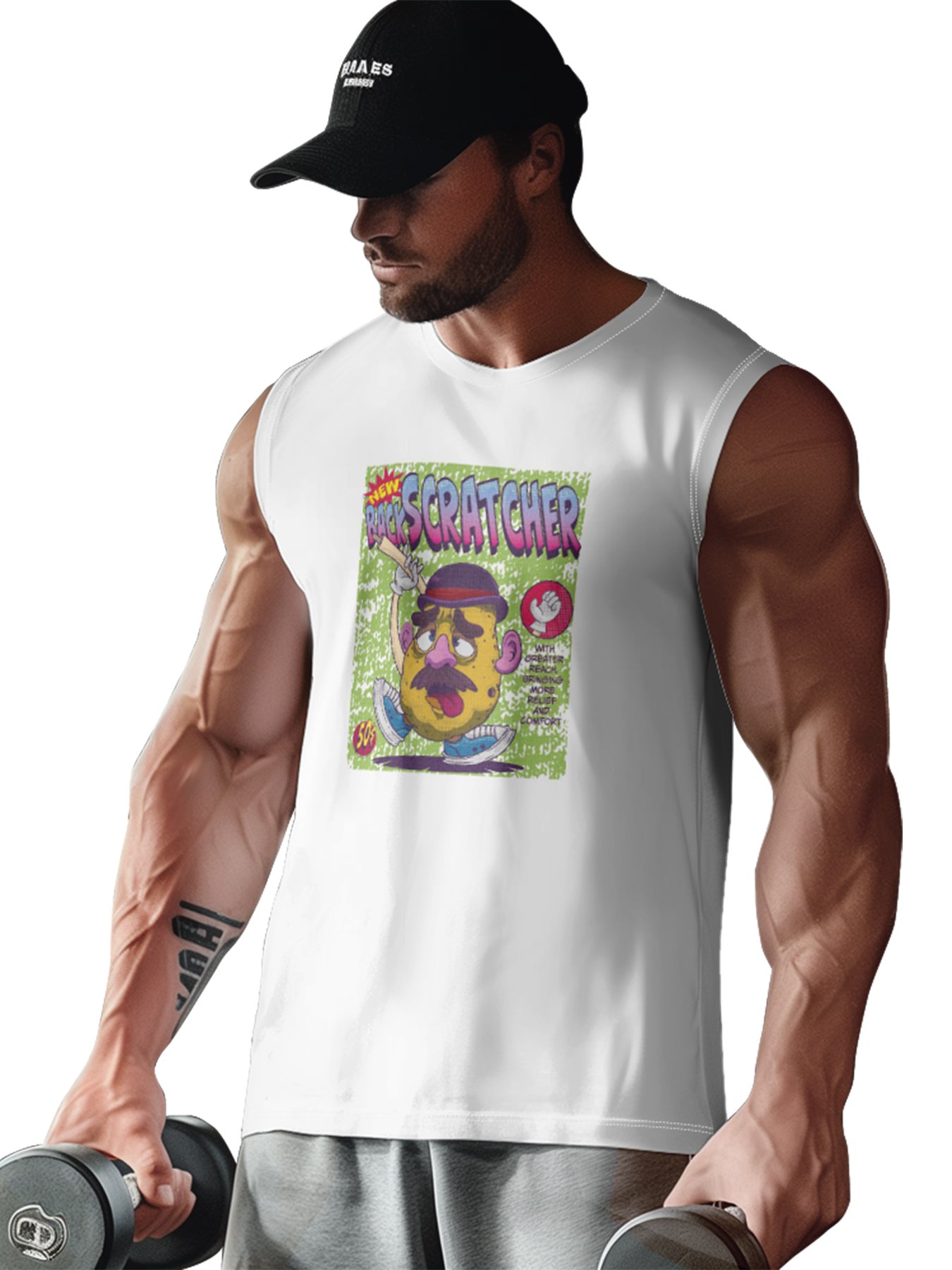 Hardaddy X Artist Marcio Lima Mens Crewneck Tank Tops Back Scratcher Beach Sleeveless Shirt