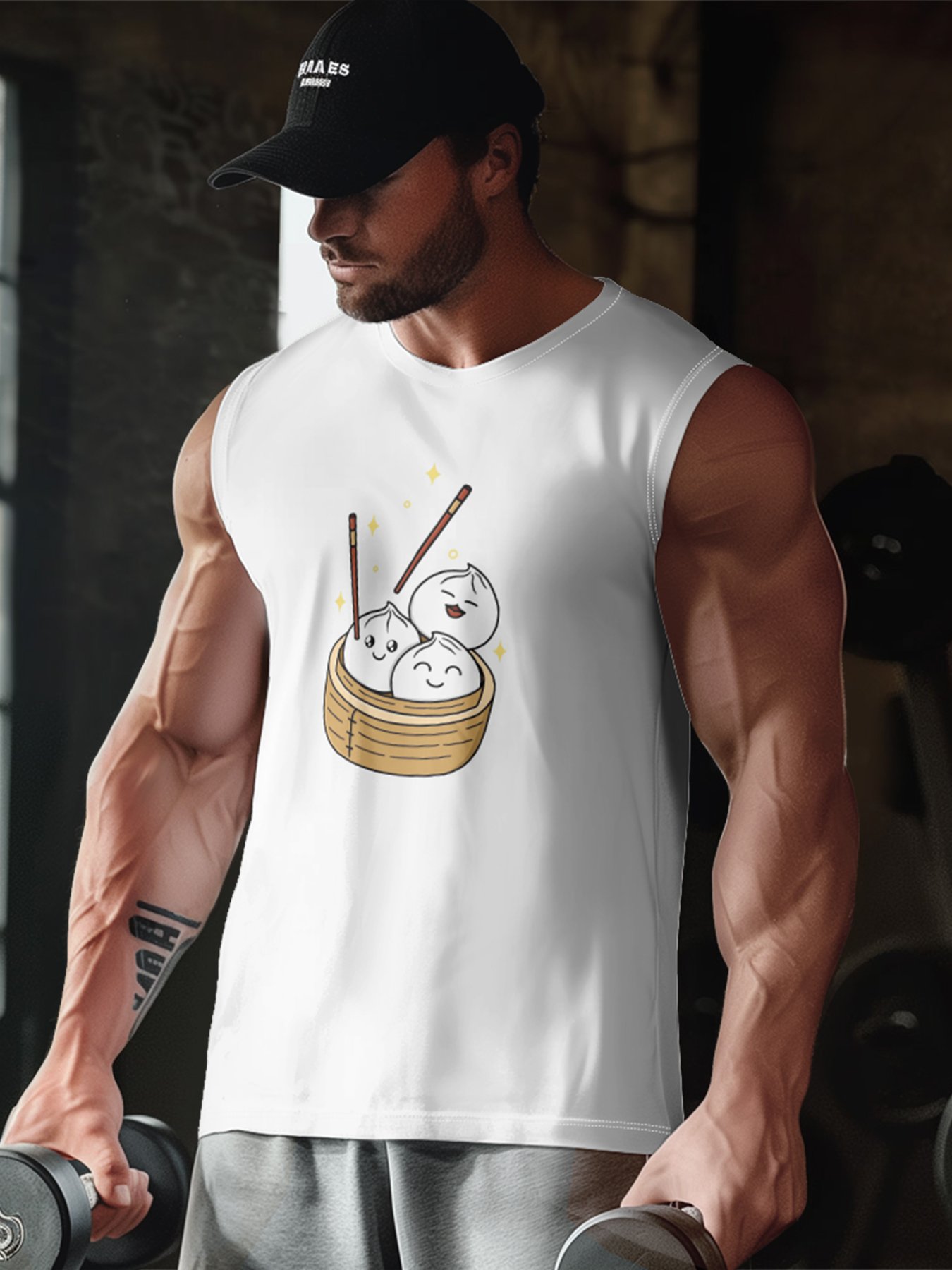 Hardaddy X Artist Kimprut Imut Mens Crewneck Tank Tops Xiao Long Bao Beach Sleeveless Shirt