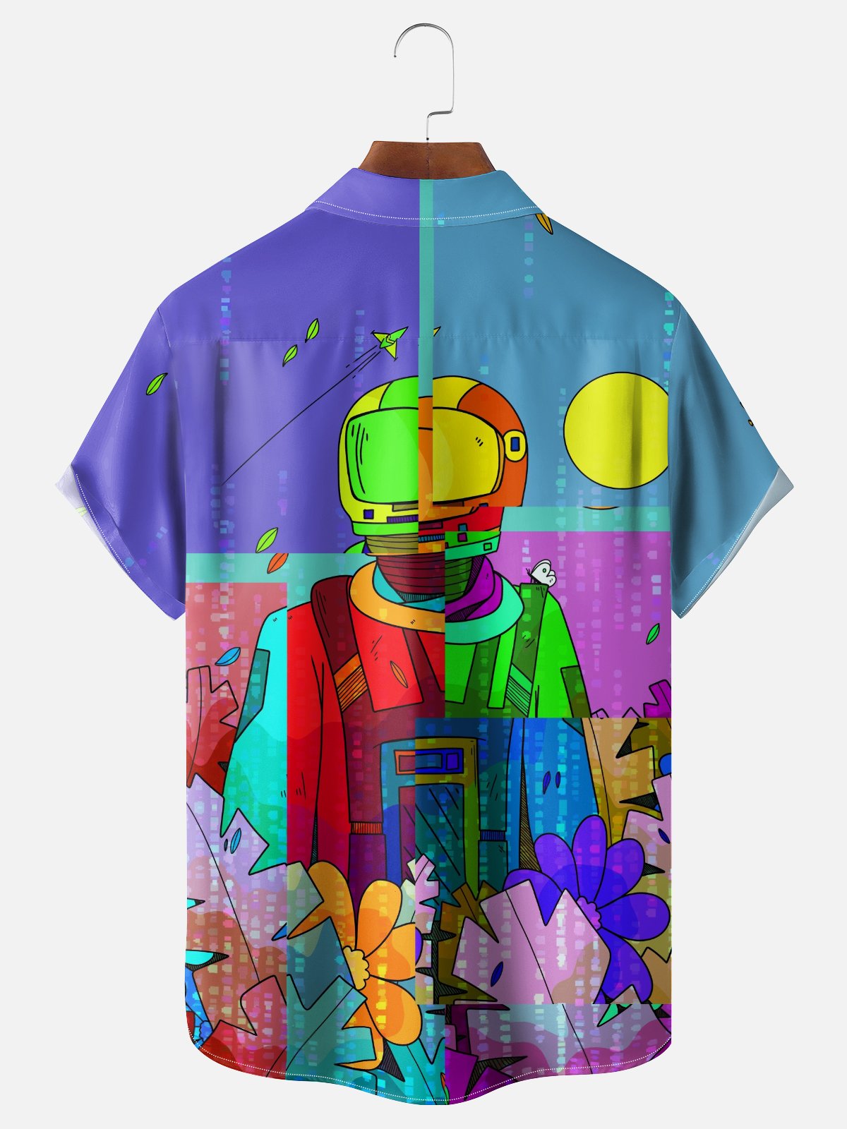 Hardaddy x Stephen Wade Moisture-Wicking Abstract Gradient Color Universe Astronaut Chest Pocket Hawaiian Shirt
