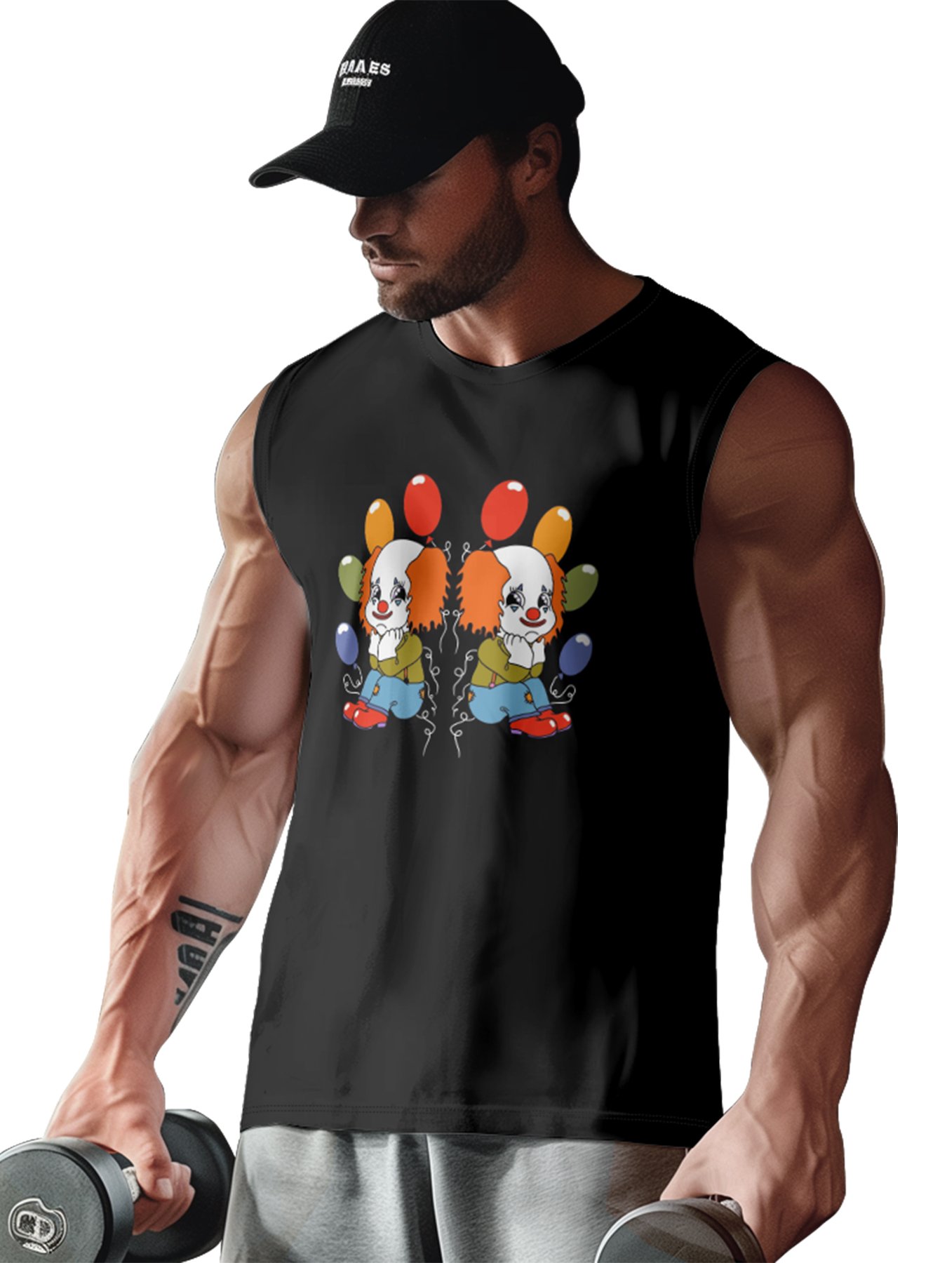 Hardaddy X Artist Janet Johnson Mens Crewneck Tank Tops Clown Beach Sleeveless Shirt