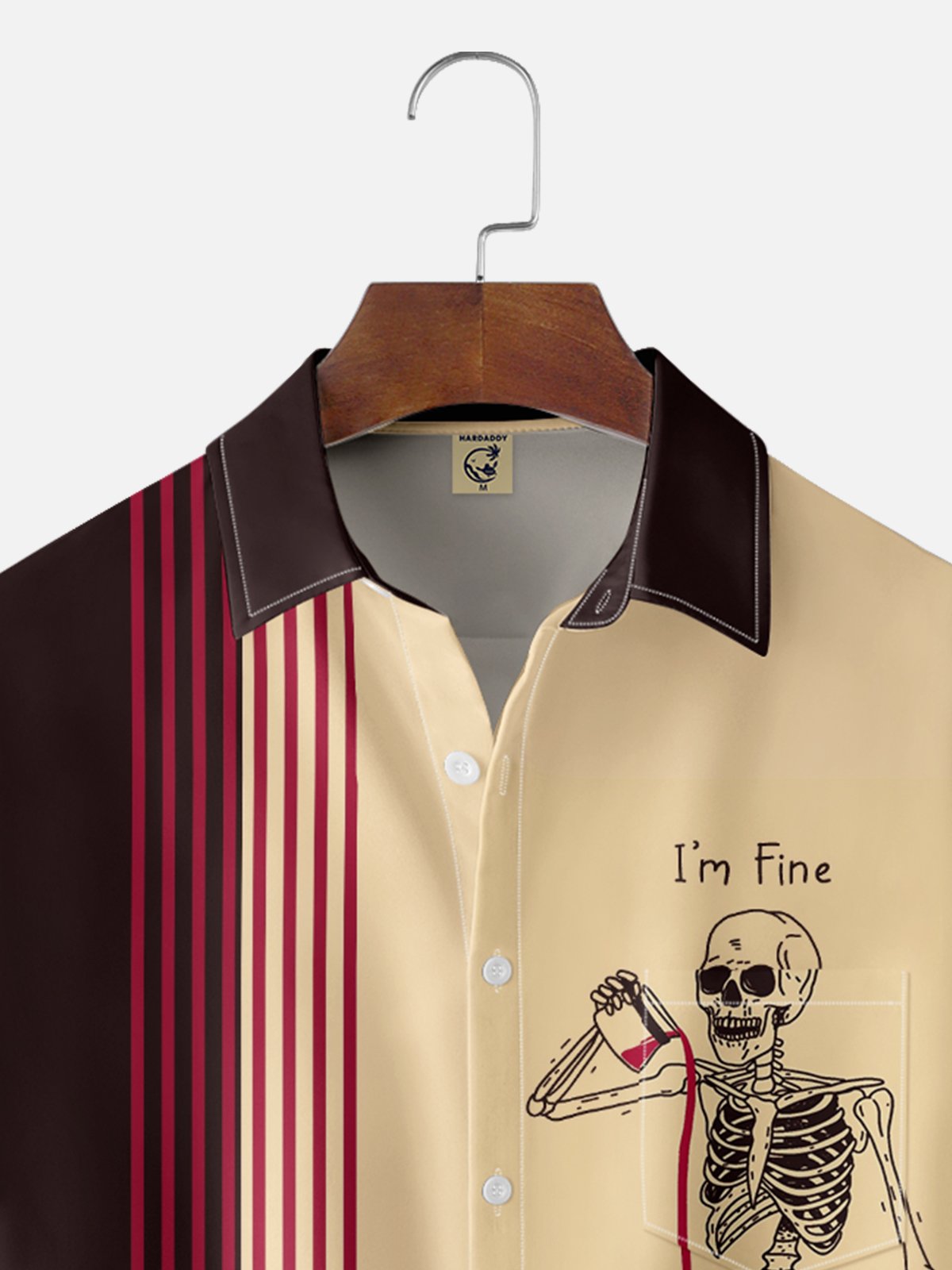 Hardaddy x Kimprut Imut Moisture wicking Retro Fun Skull Chest Pocket Hawaiian Shirt