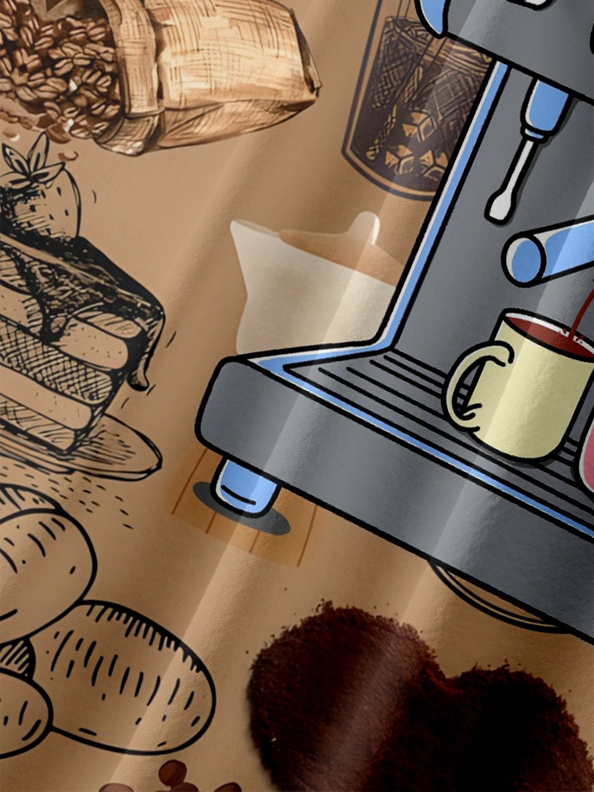 Hardaddy x Kimprut Imut Moisture Wicking Coffee Maker Lettering Cat Chest Pocket Hawaiian Shirt